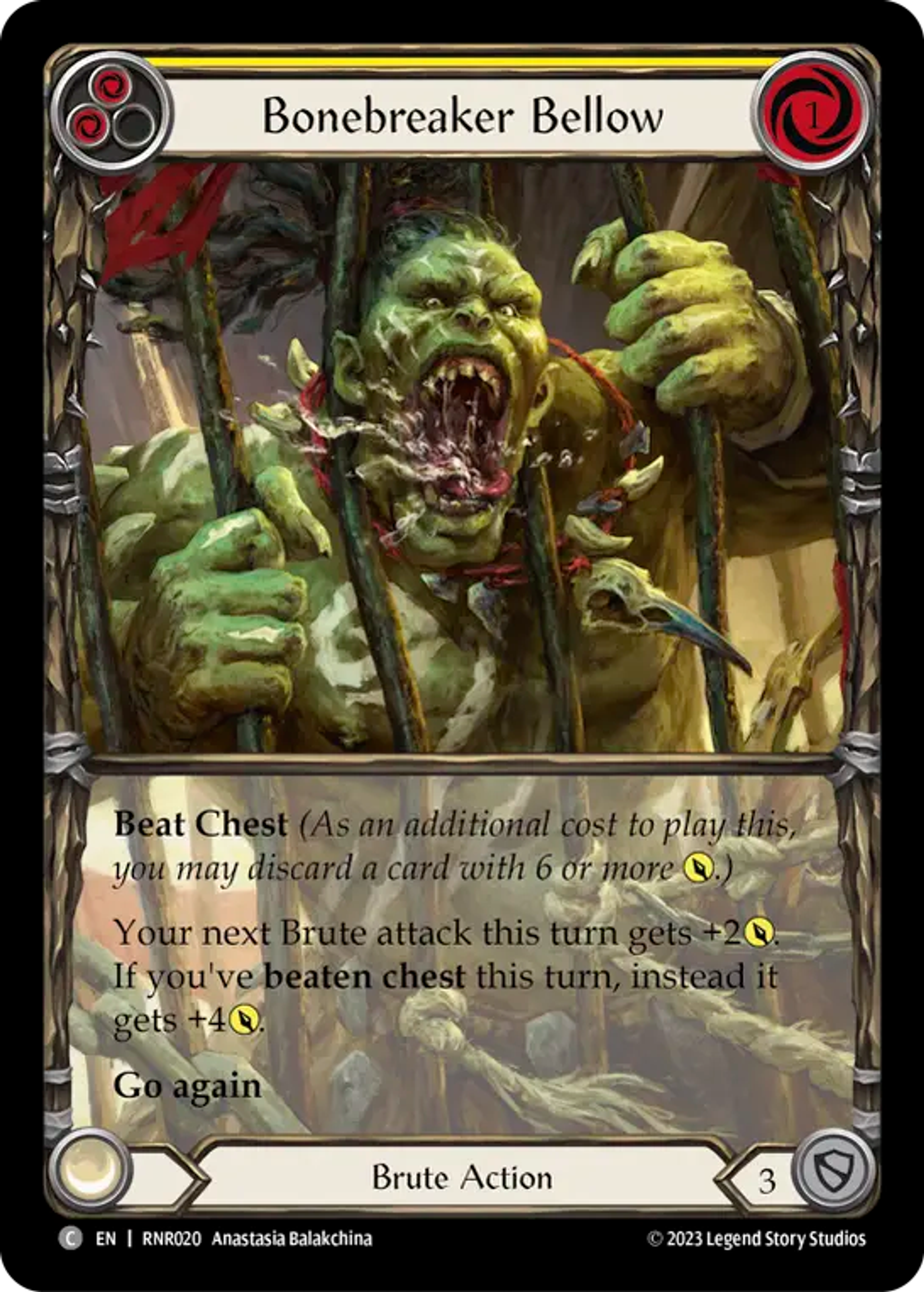 Bonebreaker Bellow (Yellow) — Rhinar - Heavy Hitters Blitz Deck — Flesh and Blood