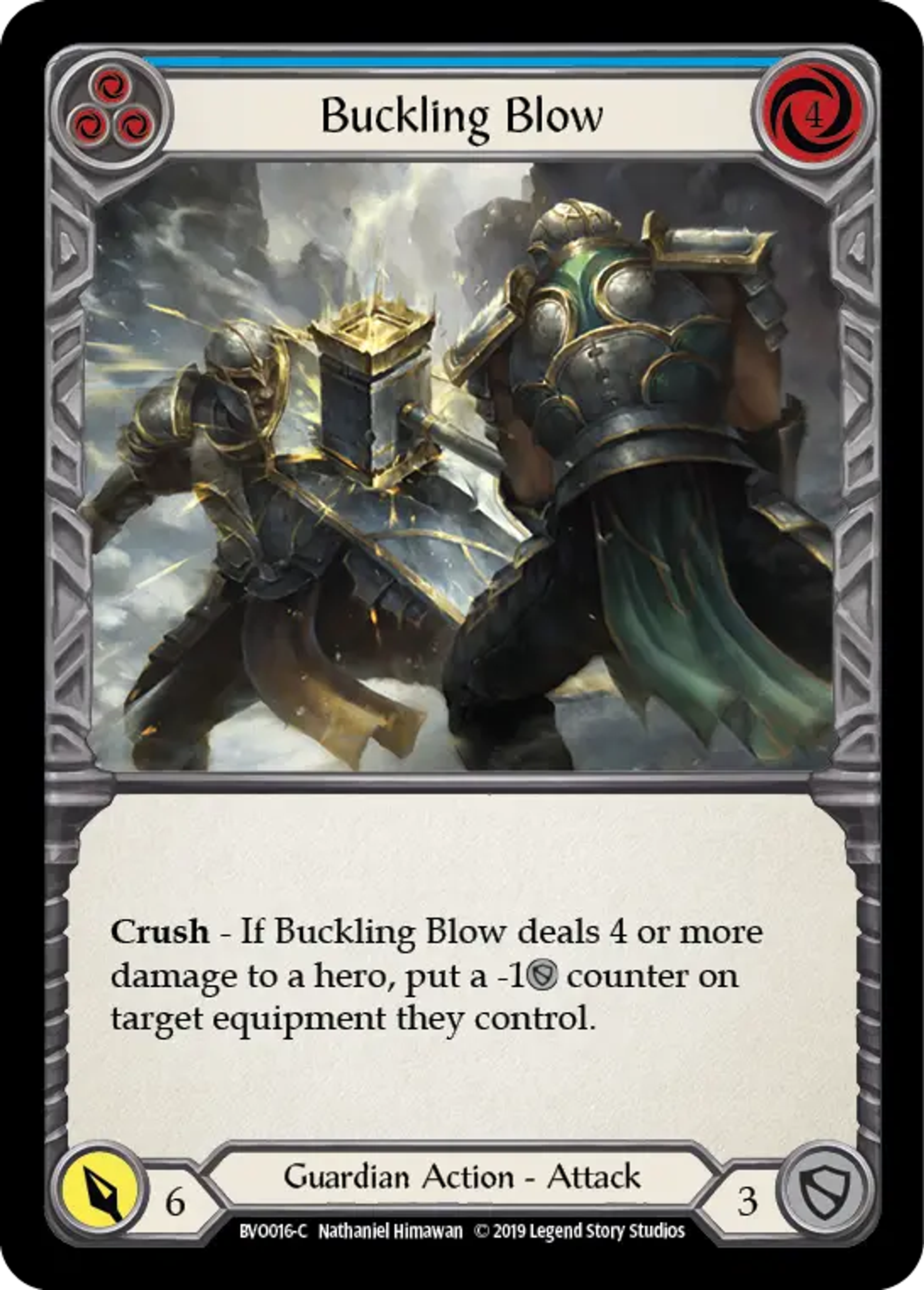 Buckling Blow (Blue) — Bravo, Showstopper - Hero Deck — Flesh and Blood