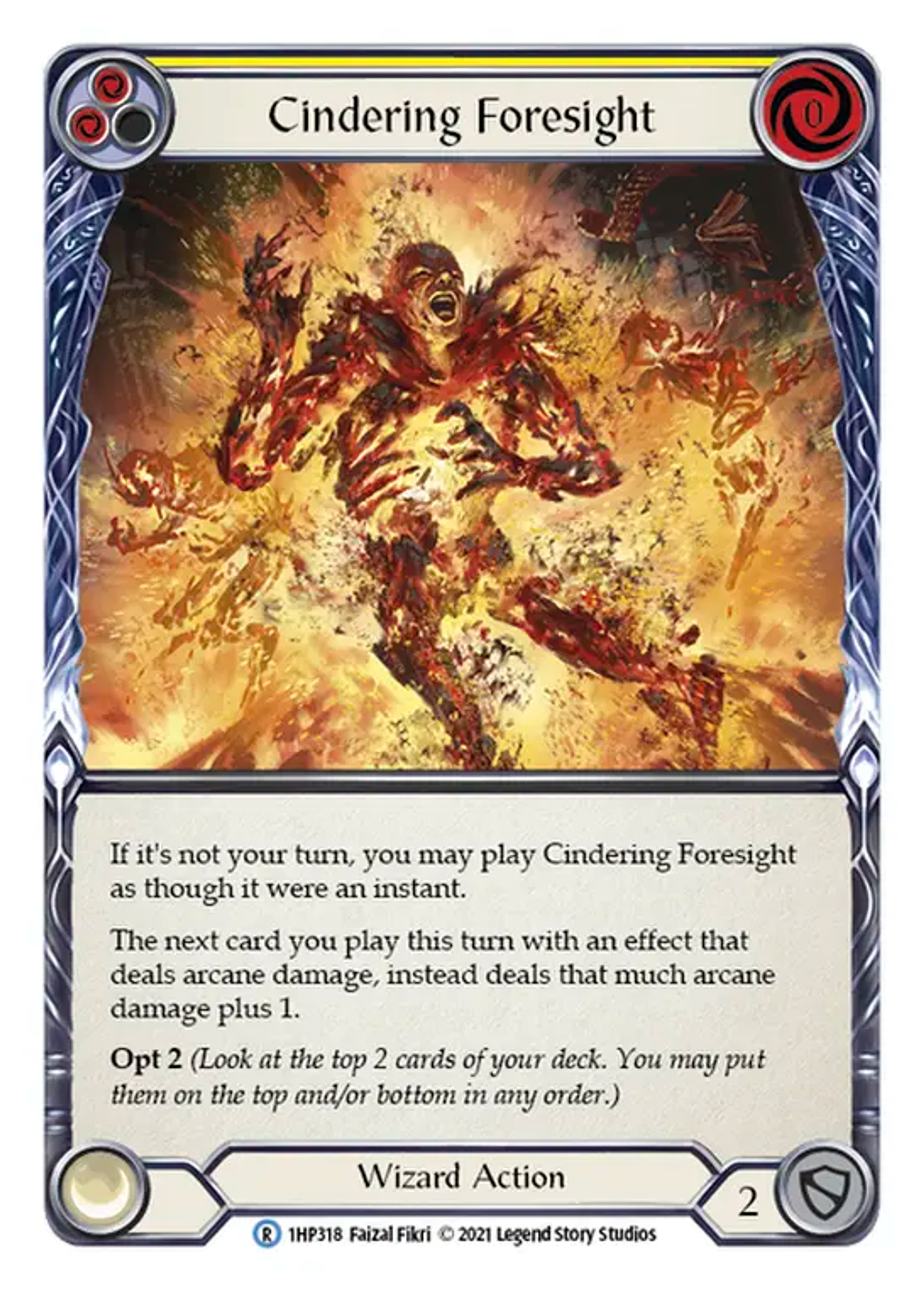 Cindering Foresight (Yellow) — History Pack 1 — Flesh and Blood