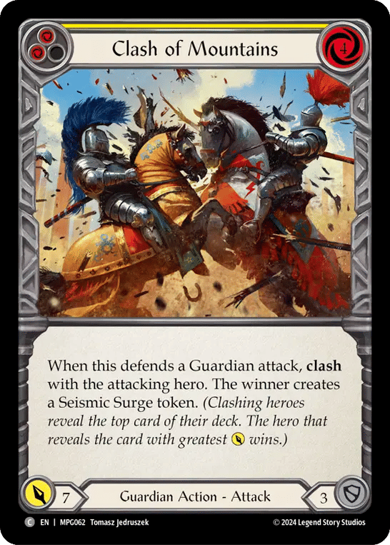Clash of Mountains (Yellow) — Mastery Pack Guardian — Flesh and Blood