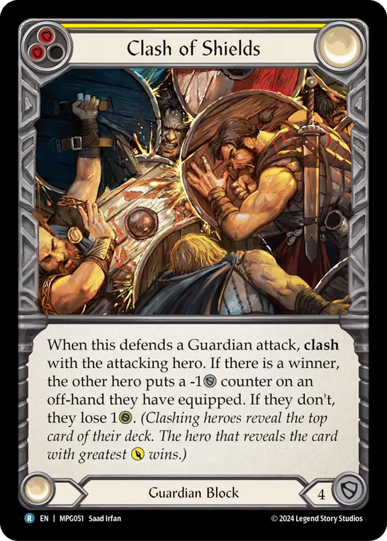 Clash of Shields (Yellow) — Mastery Pack Guardian — Flesh and Blood