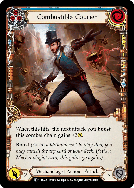 Combustible Courier (Blue) — Dash - Blitz Deck — Flesh and Blood