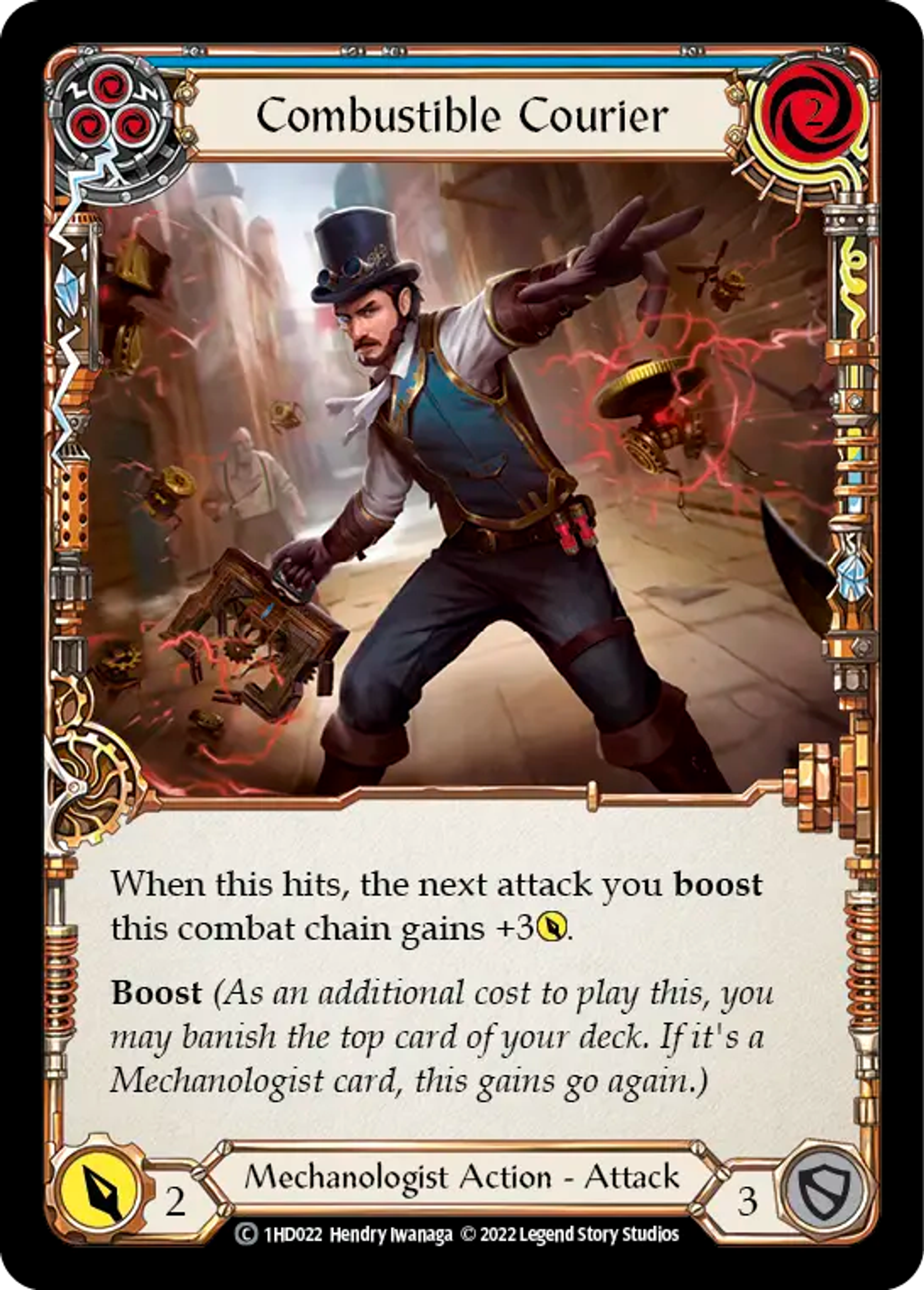 Combustible Courier (Blue) — Dash - Blitz Deck — Flesh and Blood