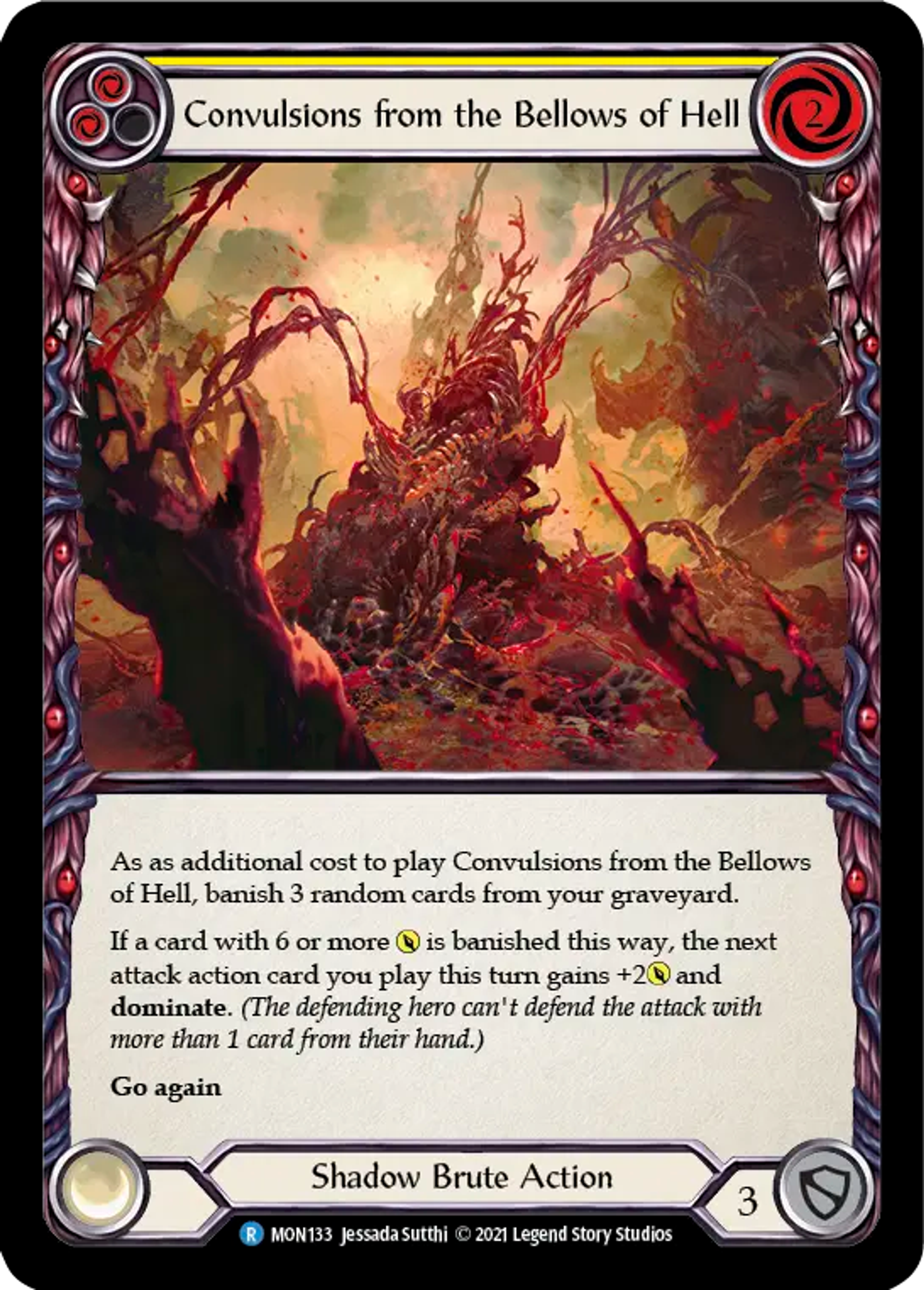 Convulsions from the Bellows of Hell (Yellow) — Monarch — Flesh and Blood