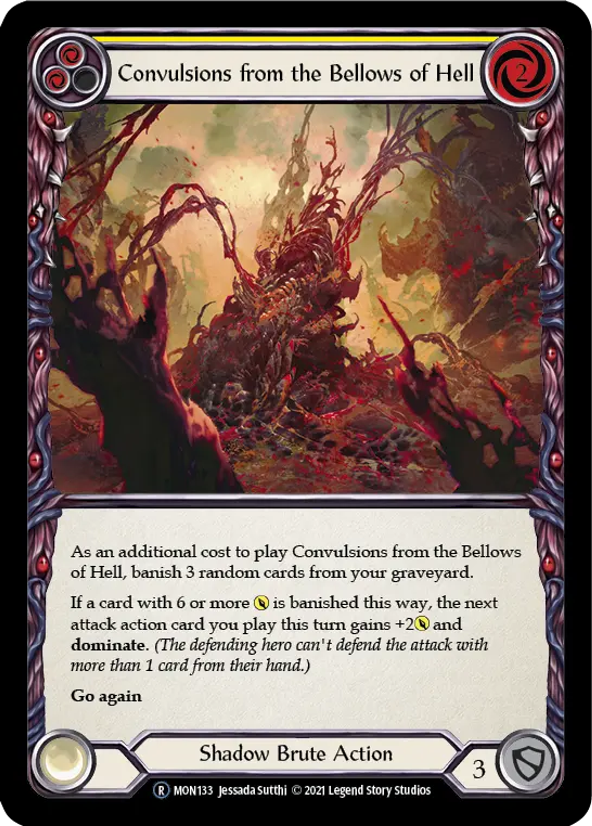 Convulsions from the Bellows of Hell (Yellow) — Monarch - Unlimited — Flesh and Blood
