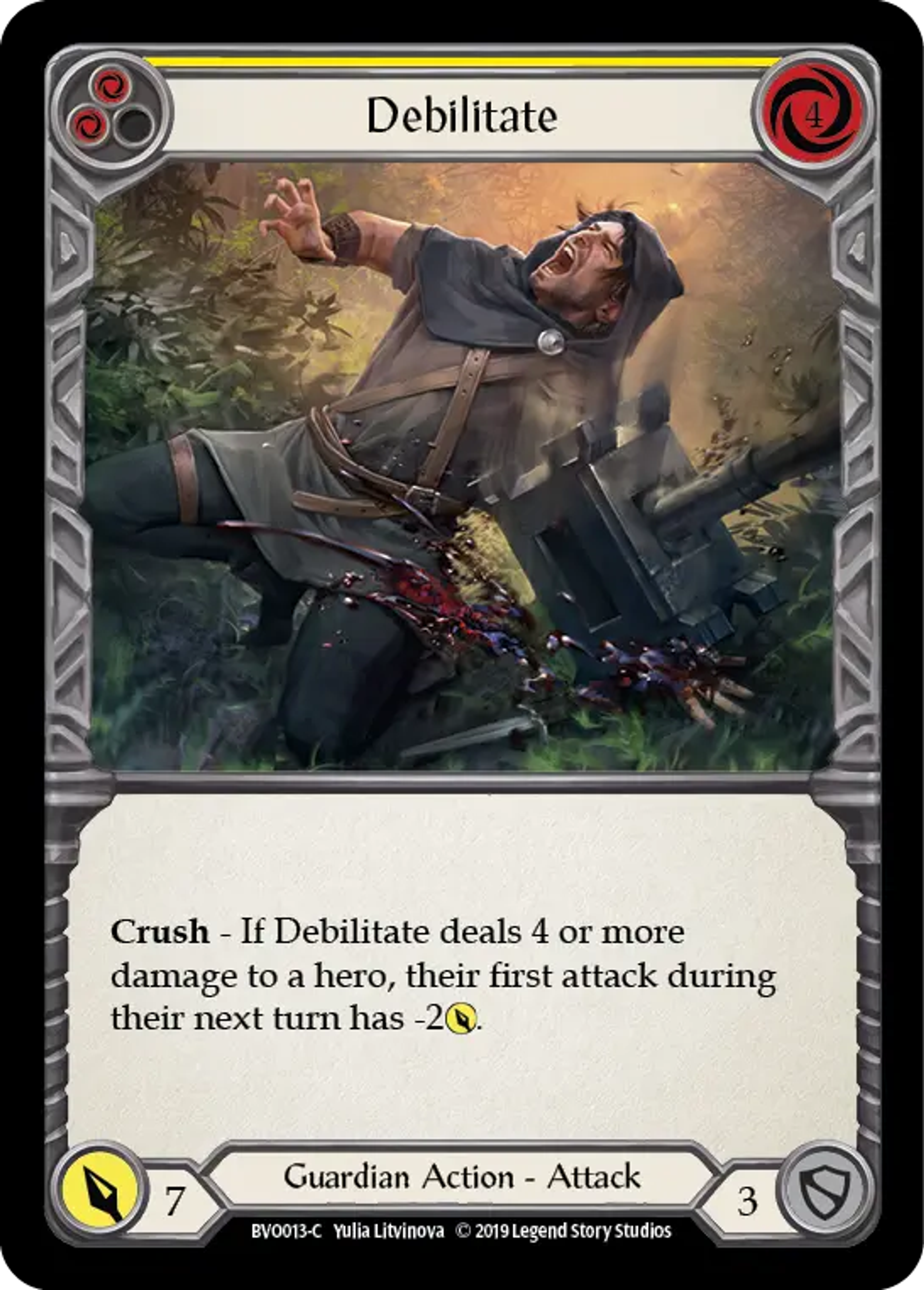 Debilitate (Yellow) — Bravo, Showstopper - Hero Deck — Flesh and Blood