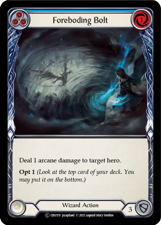 Foreboding Bolt (Blue) — Crucible of War - Unlimited — Flesh and Blood