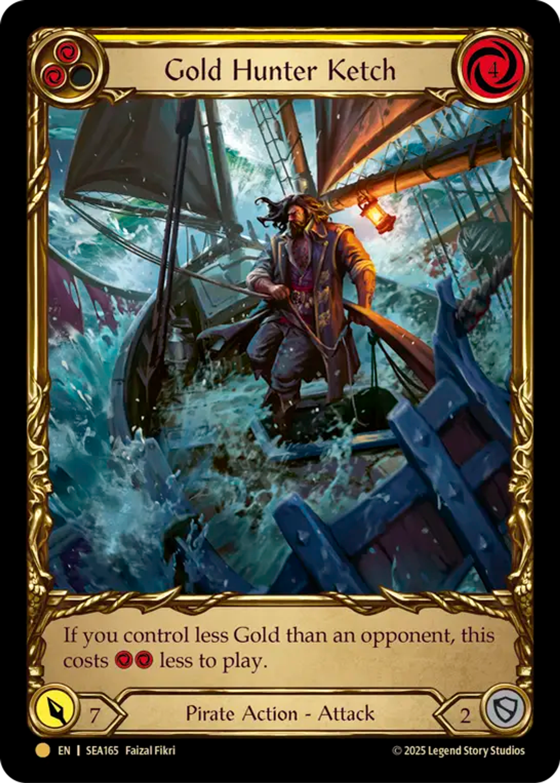 Gold Hunter Ketch (Yellow) — High Seas - Treasure Pack — Flesh and Blood