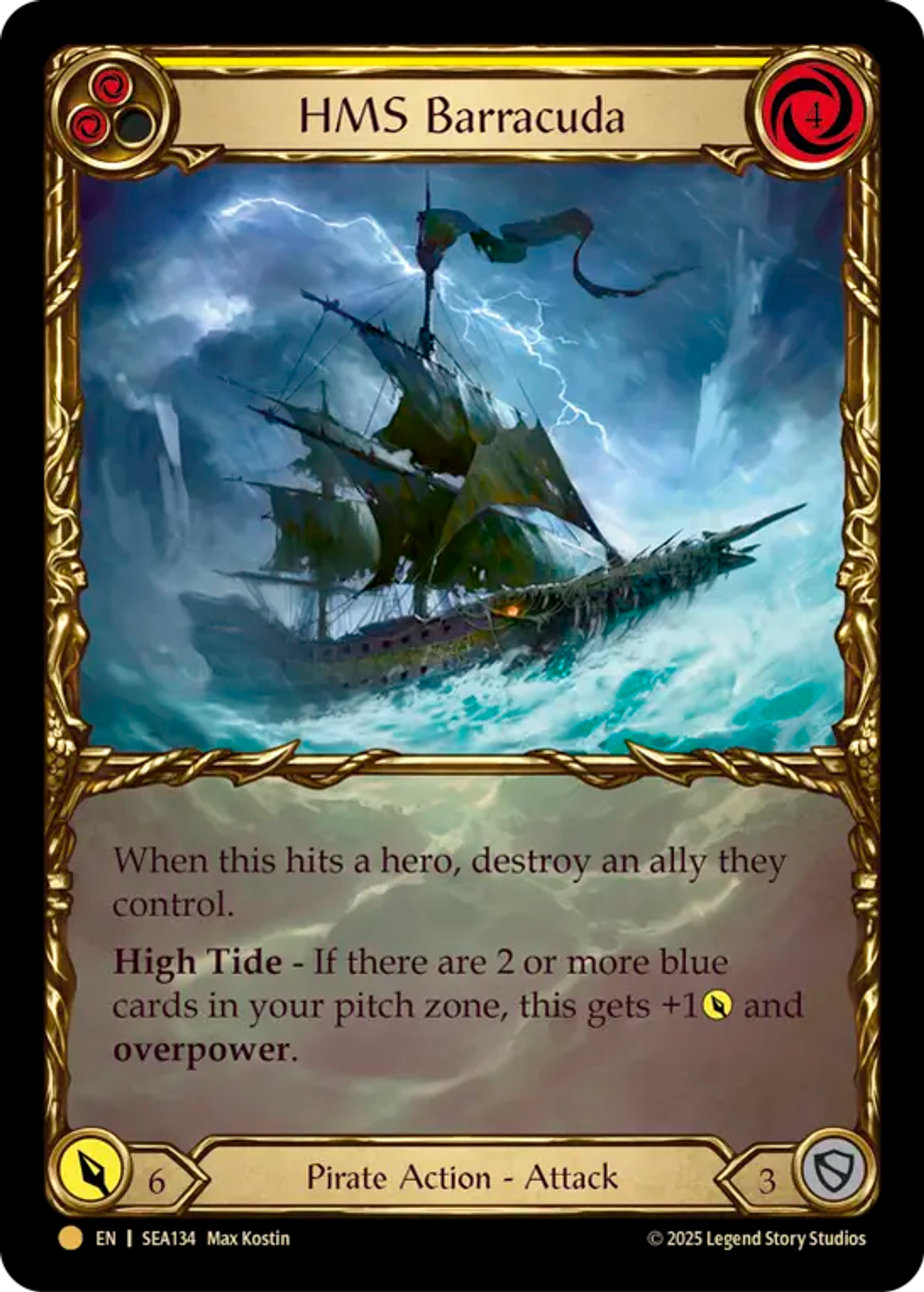 HMS Barracuda (Yellow) — High Seas - Treasure Pack — Flesh and Blood