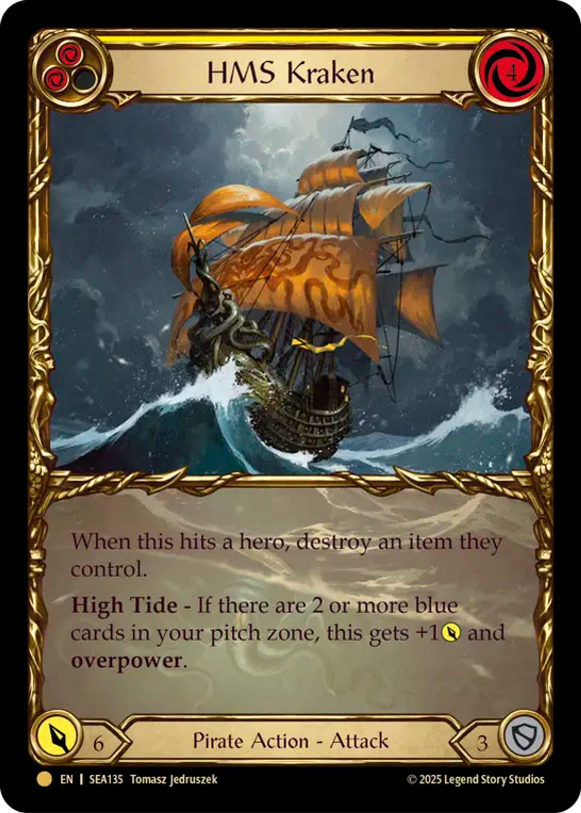 HMS Kraken (Yellow) — High Seas - Treasure Pack — Flesh and Blood