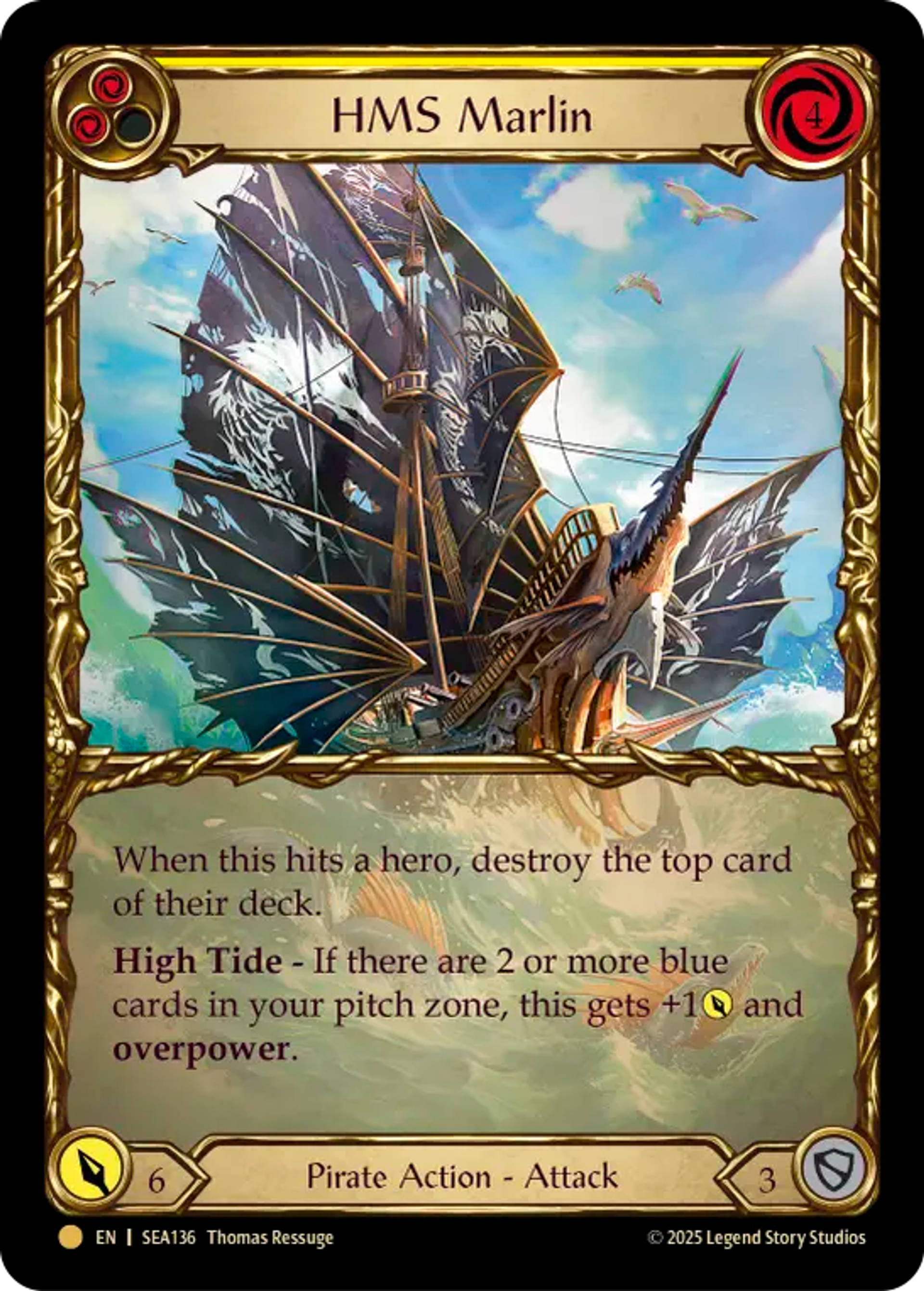 HMS Marlin (Yellow) — High Seas - Treasure Pack — Flesh and Blood
