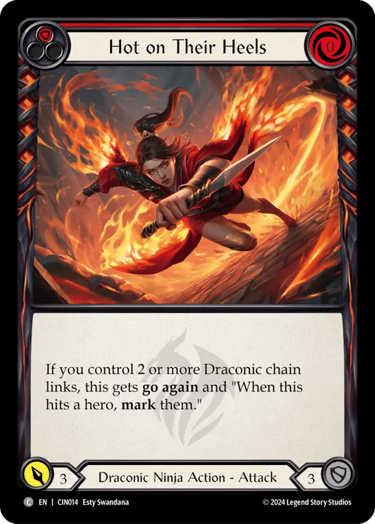 Hot on Their Heels (Red) — The Hunted Blitz Deck - Cindra — Flesh and Blood