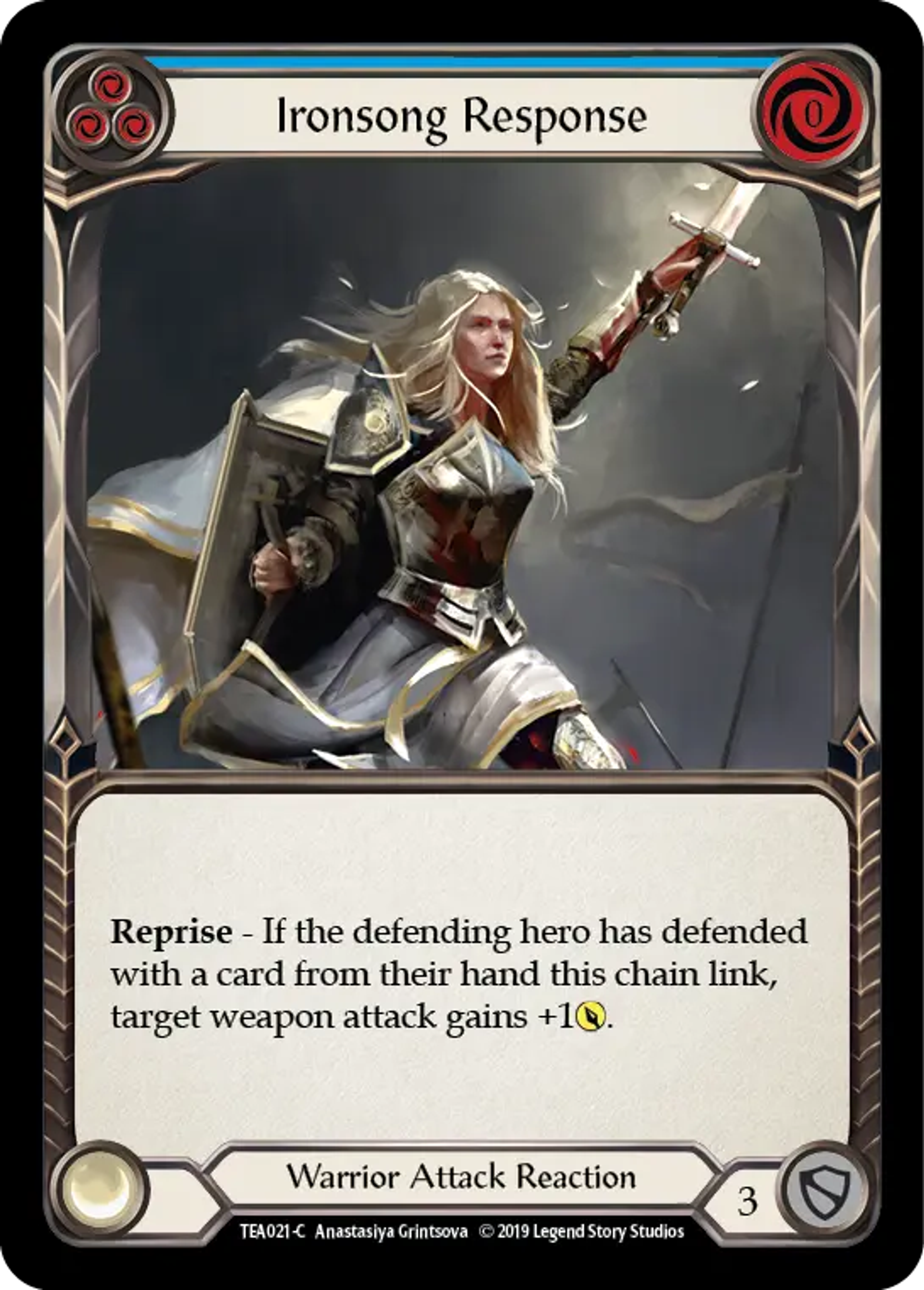 Ironsong Response (Blue) — Dorinthea Ironsong - Hero Deck — Flesh and Blood