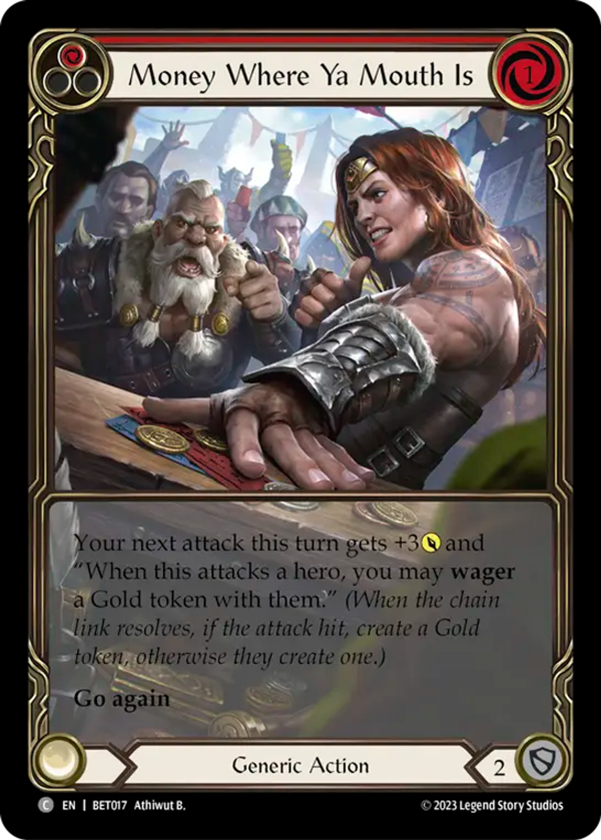 Money Where Ya Mouth Is (Red) — Betsy - Heavy Hitters Blitz Deck — Flesh and Blood