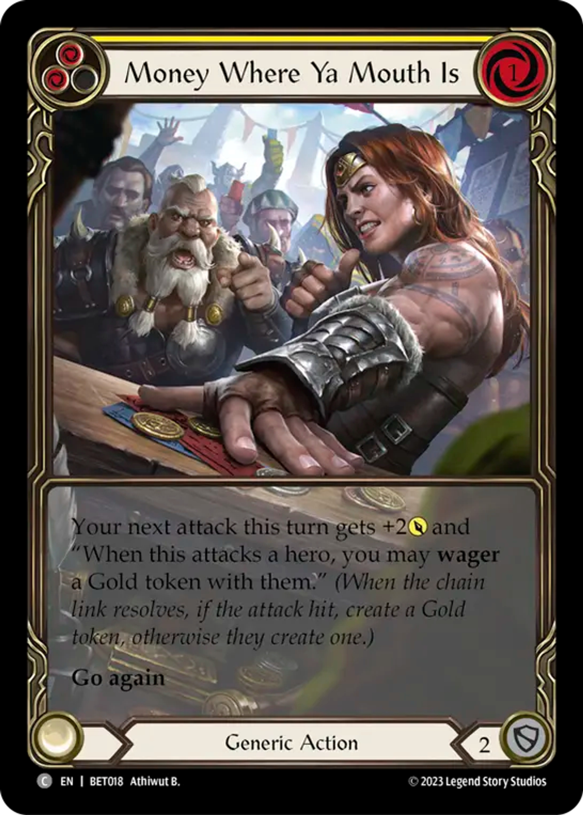 Money Where Ya Mouth Is (Yellow) — Betsy - Heavy Hitters Blitz Deck — Flesh and Blood