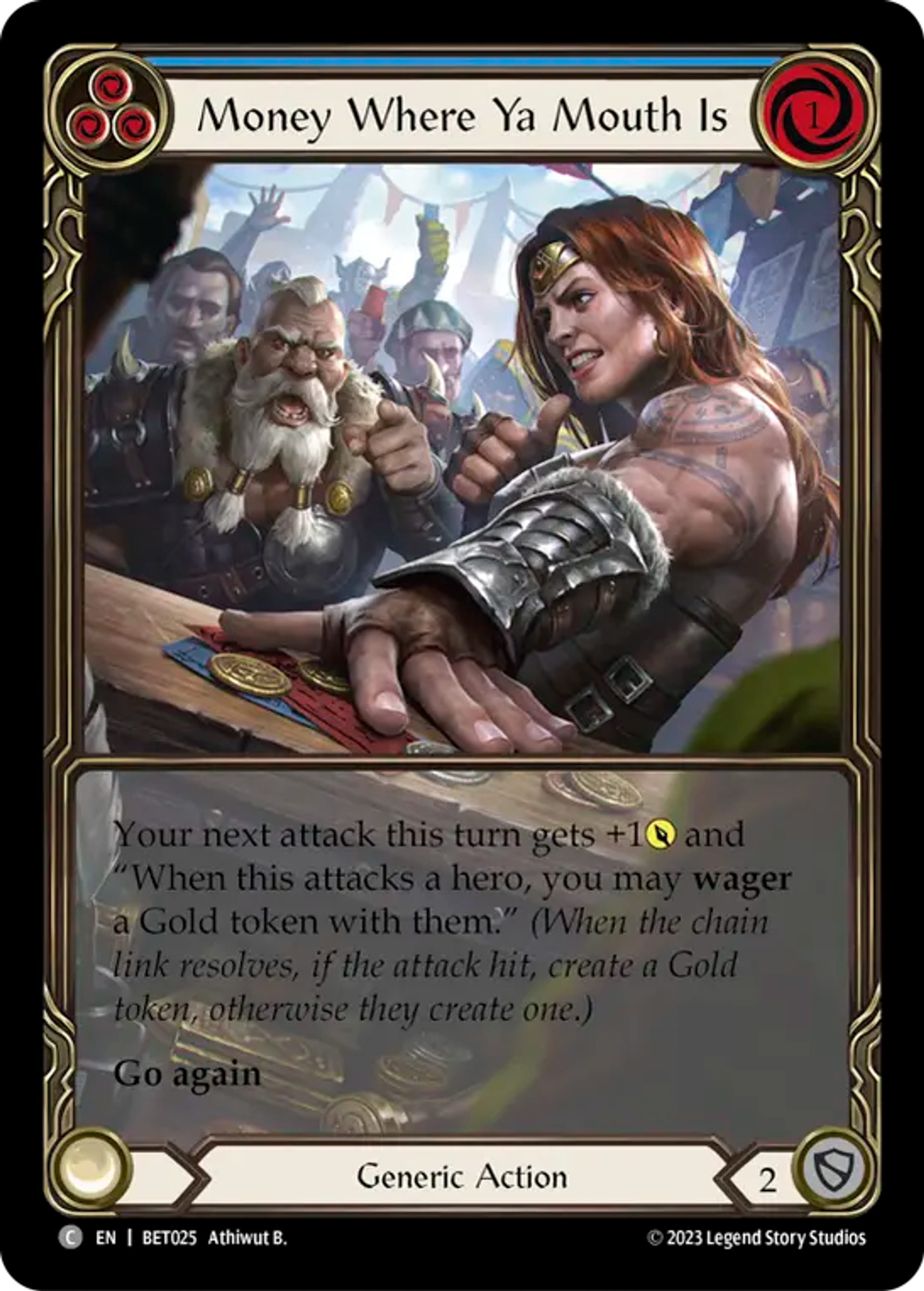 Money Where Ya Mouth Is (Blue) — Betsy - Heavy Hitters Blitz Deck — Flesh and Blood