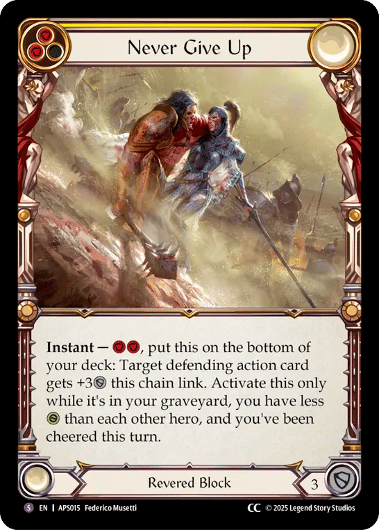 Never Give Up — Armory Deck - Pleiades, Superstar — Flesh and Blood