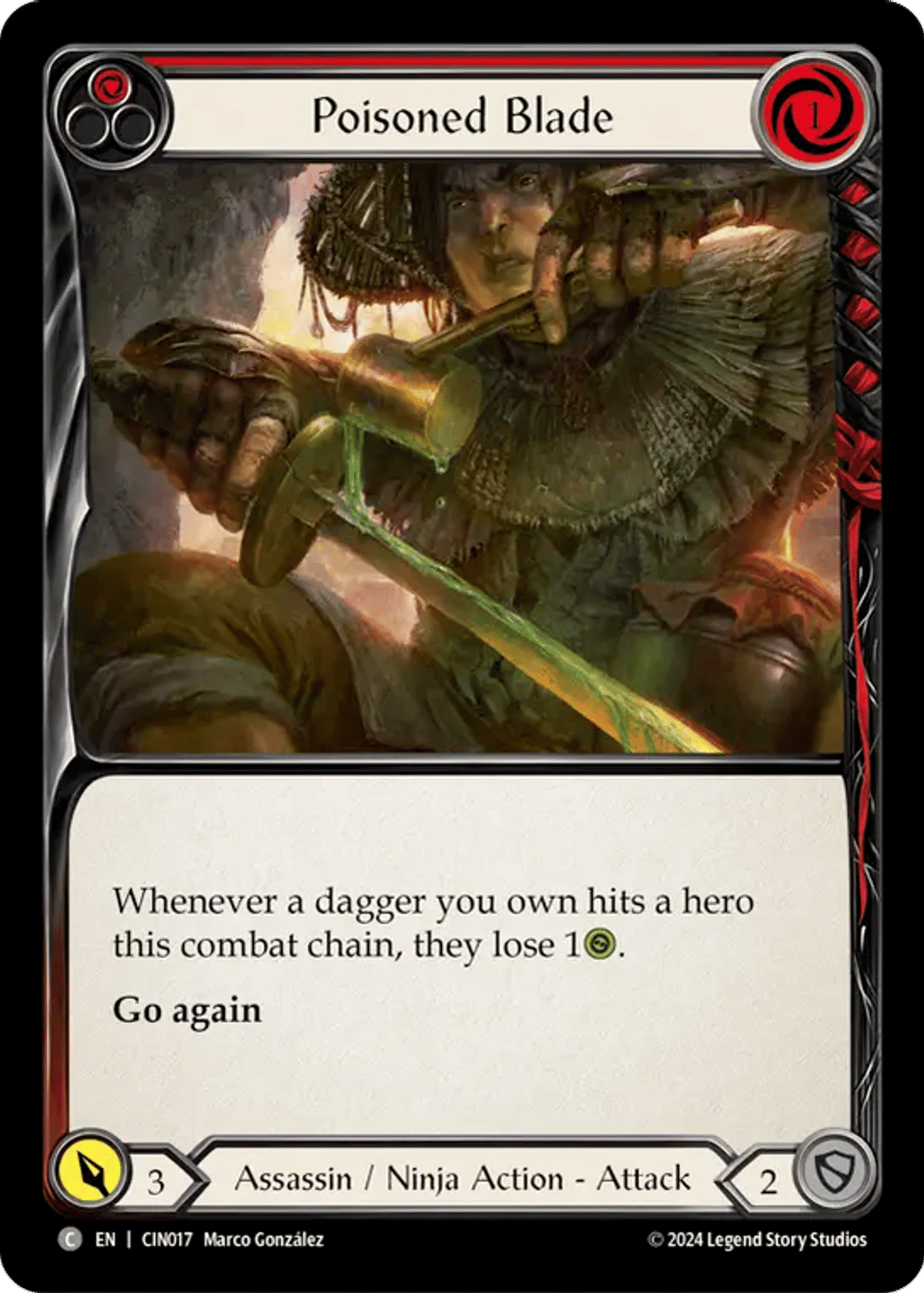 Poisoned Blade (Red) from The Hunted Blitz Deck - Cindra - Flesh and Blood