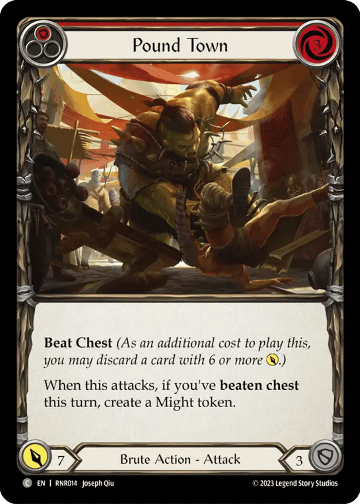 Pound Town (Red) from Rhinar - Heavy Hitters Blitz Deck - Flesh and Blood