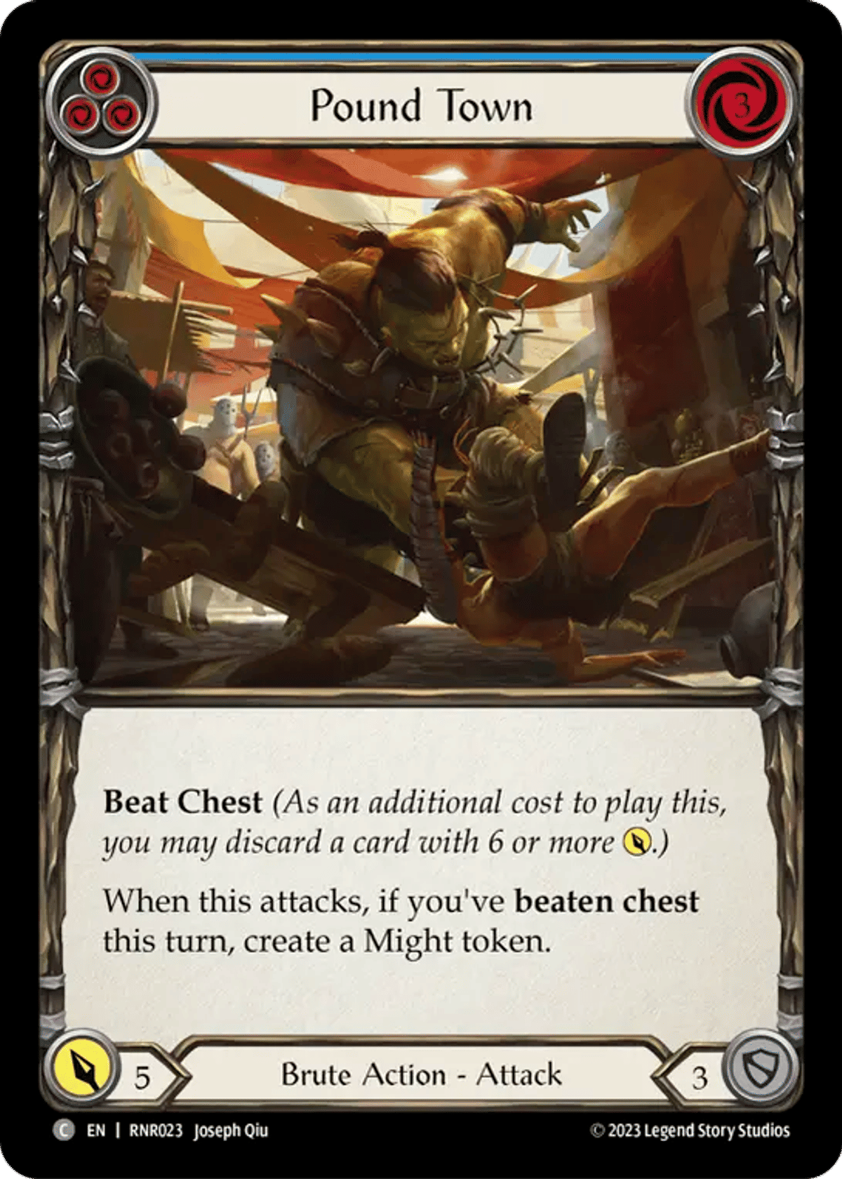 Pound Town (Blue) from Rhinar - Heavy Hitters Blitz Deck - Flesh and Blood