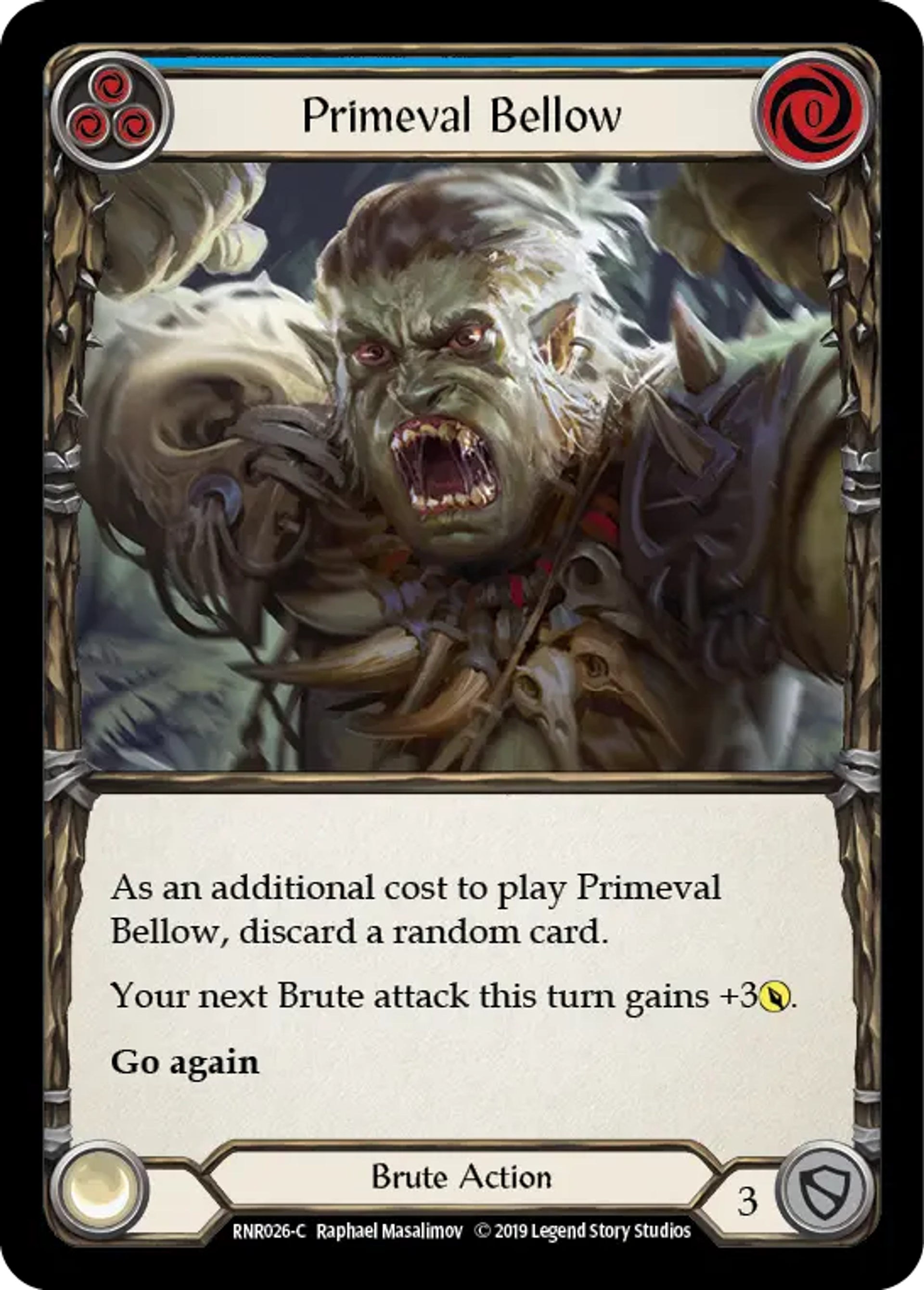 Primeval Bellow (Blue) — Rhinar, Reckless Rampage - Hero Deck — Flesh and Blood