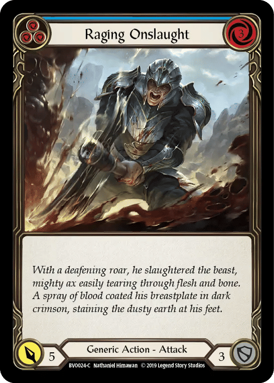 Raging Onslaught (Blue) — Bravo, Showstopper - Hero Deck — Flesh and Blood