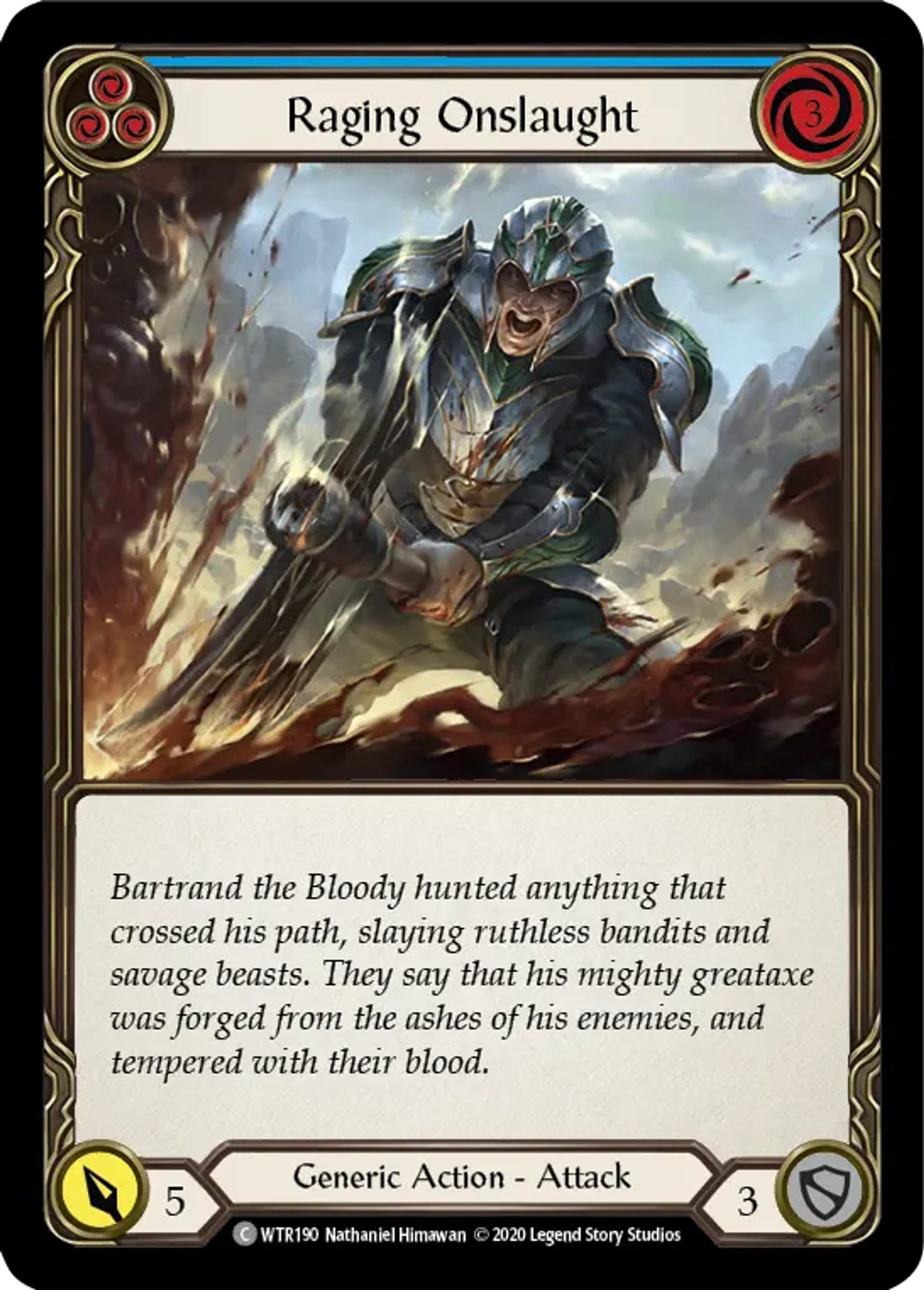 Raging Onslaught (Blue) — Welcome to Rathe - Unlimited — Flesh and Blood