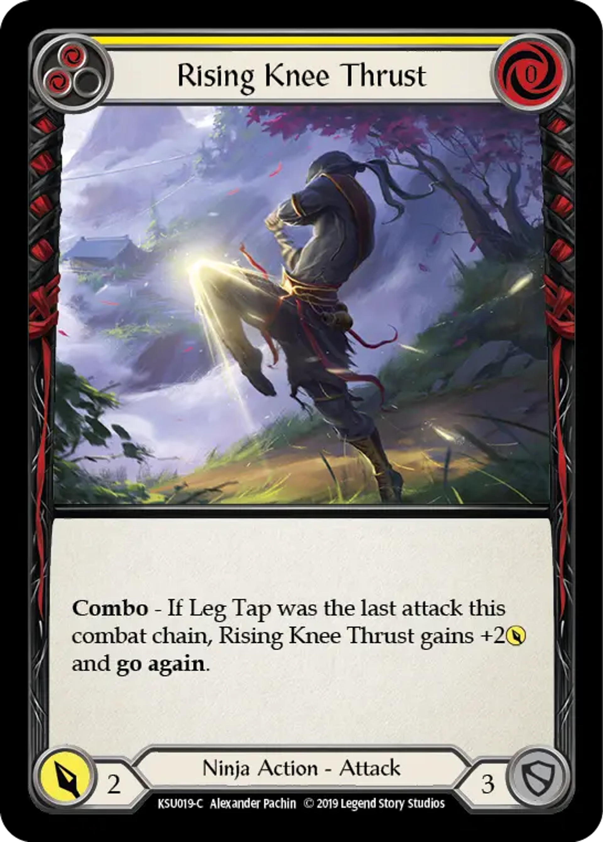 Rising Knee Thrust (Yellow) — Katsu, the Wanderer - Hero Deck — Flesh and Blood