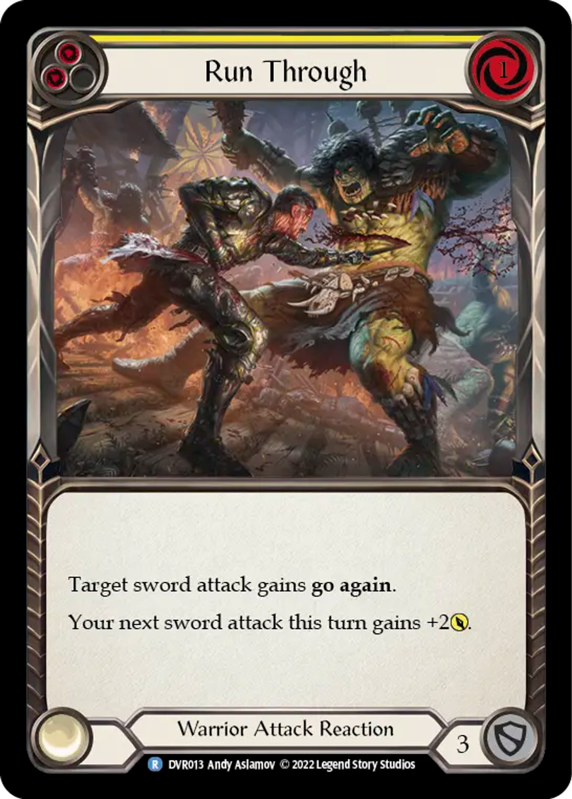 Run Through (Yellow) — Classic Battles: Rhinar vs Dorinthea — Flesh and Blood