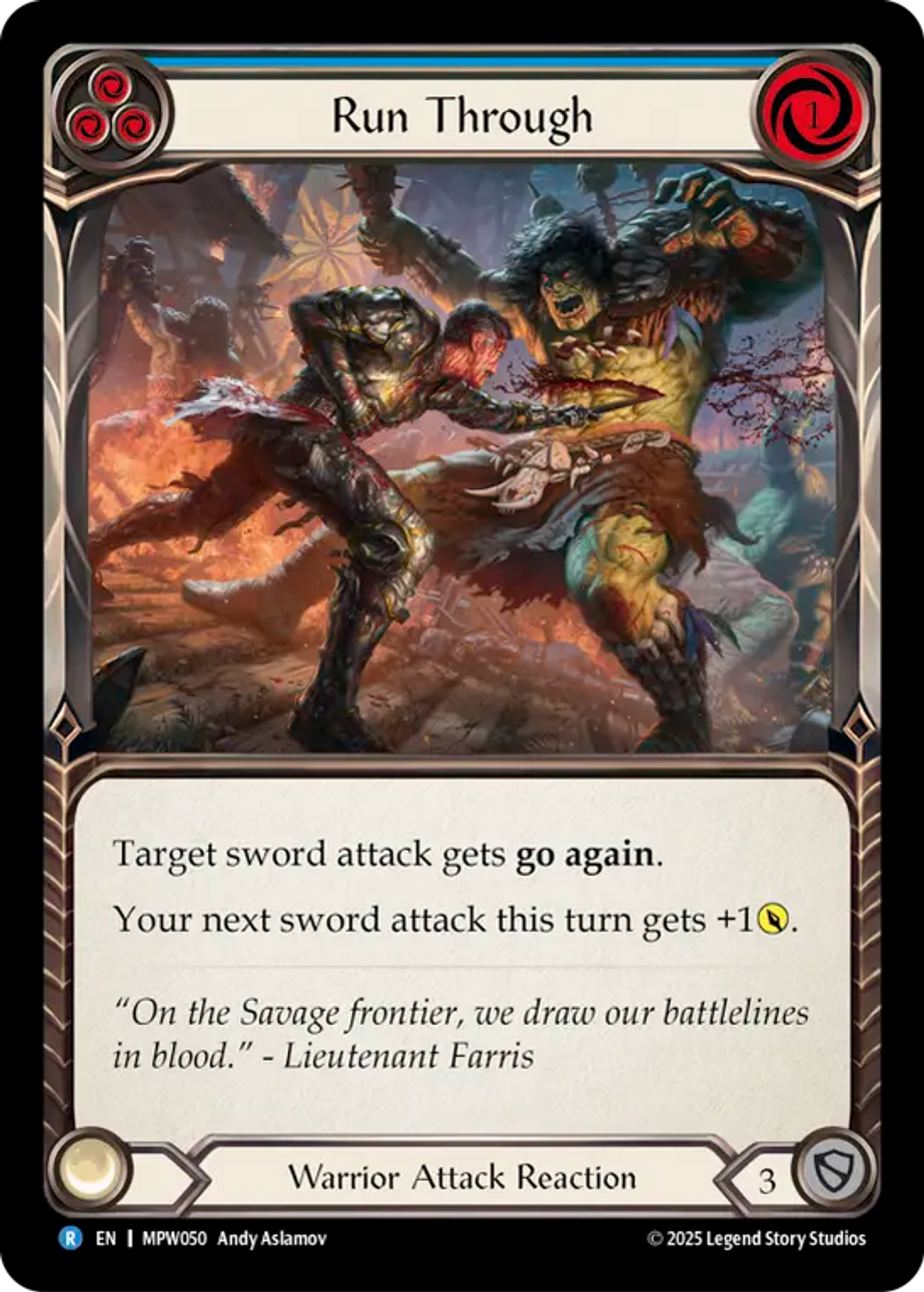 Run Through (Blue) — Mastery Pack Warrior — Flesh and Blood