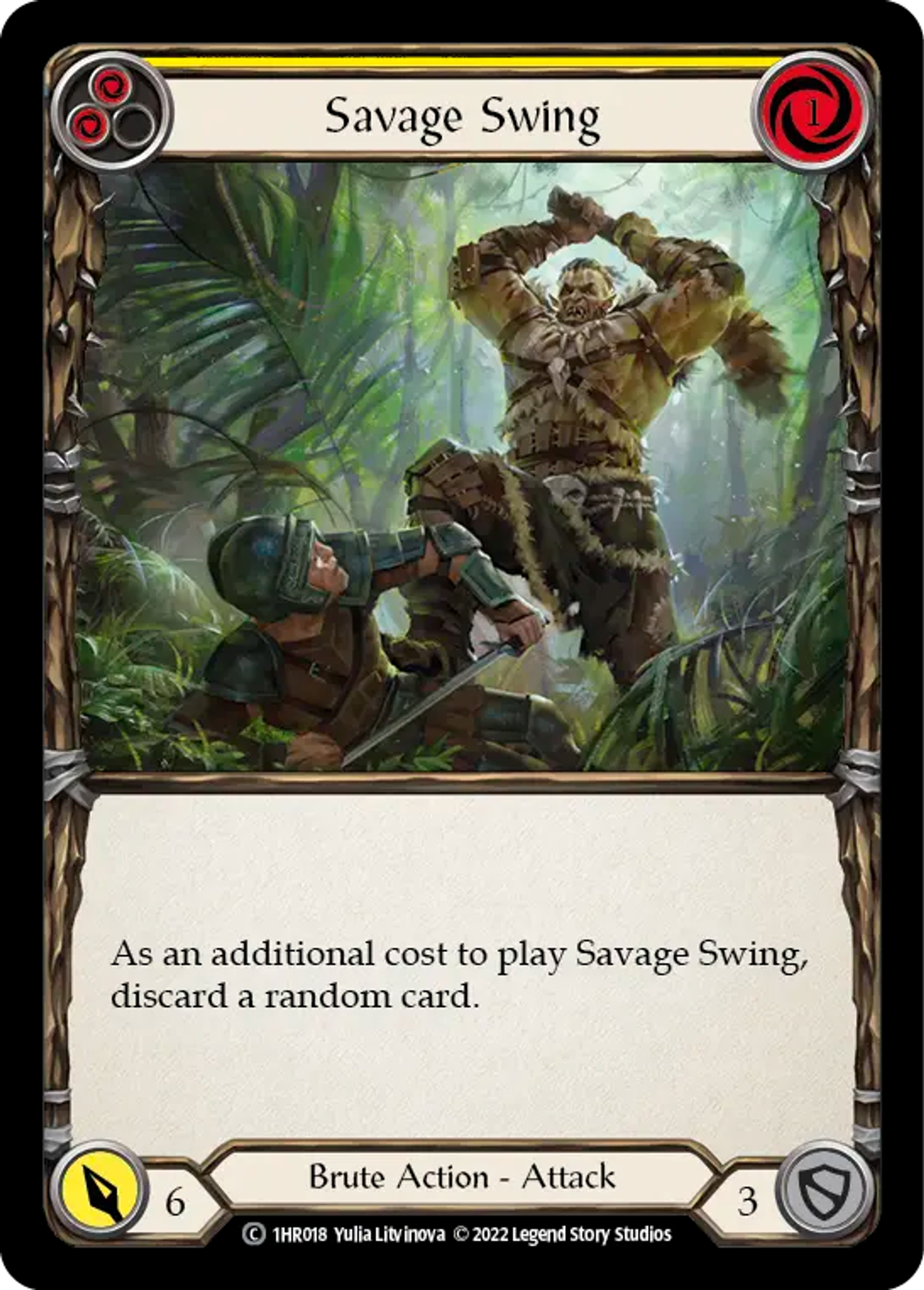 Savage Swing (Yellow) — Rhinar - Blitz Deck — Flesh and Blood