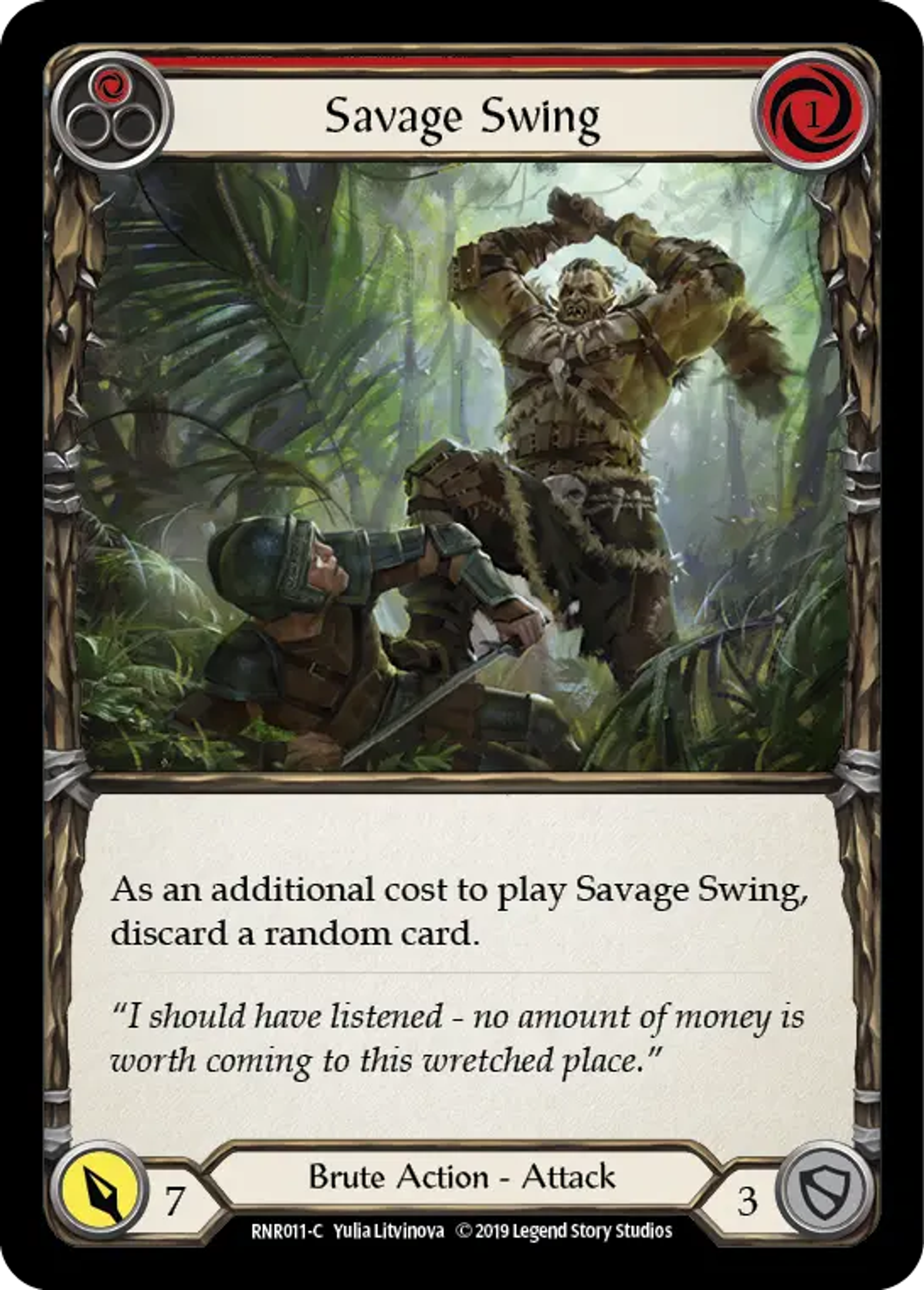 Savage Swing (Red) — Rhinar, Reckless Rampage - Hero Deck — Flesh and Blood