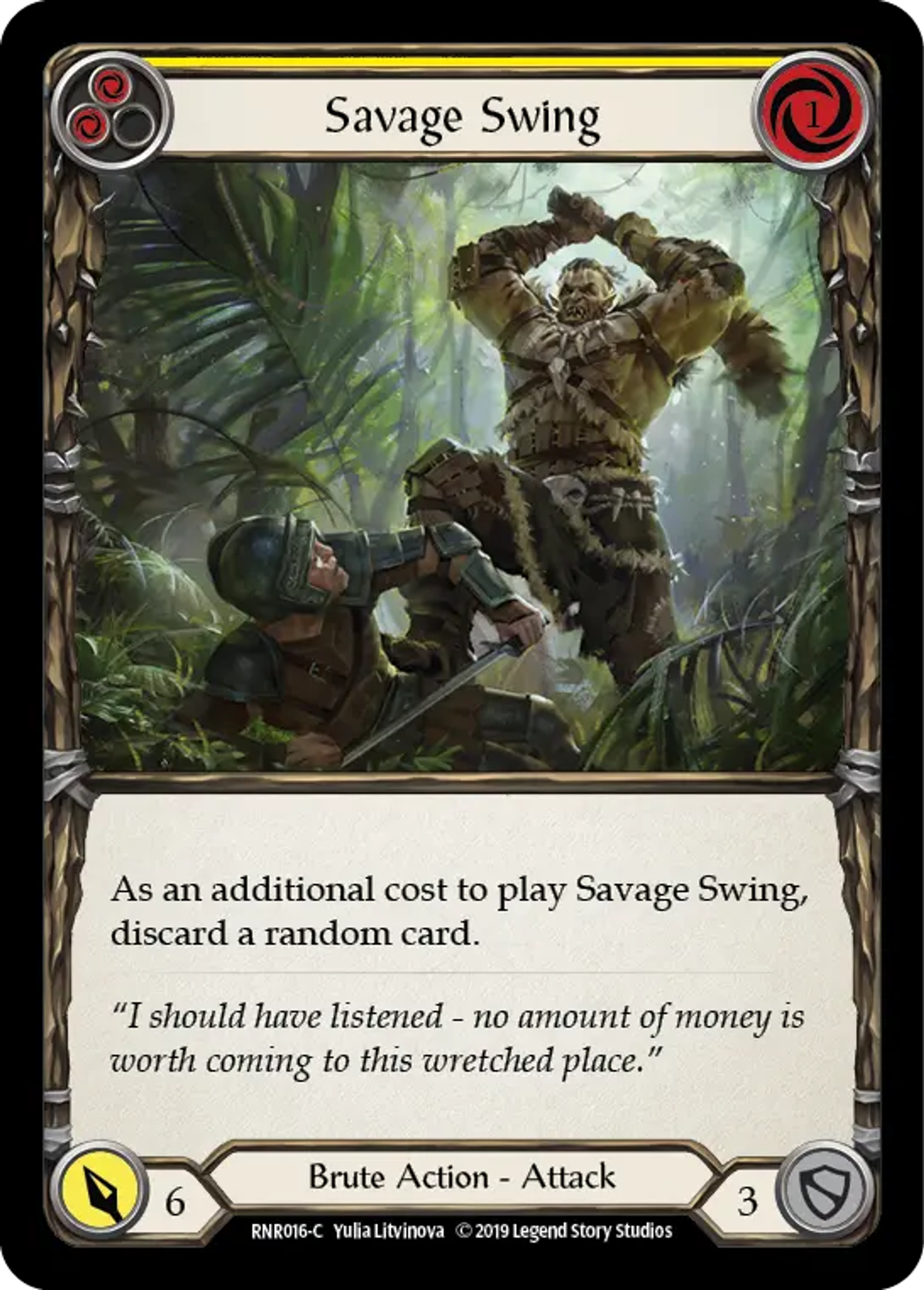 Savage Swing (Yellow) — Rhinar, Reckless Rampage - Hero Deck — Flesh and Blood