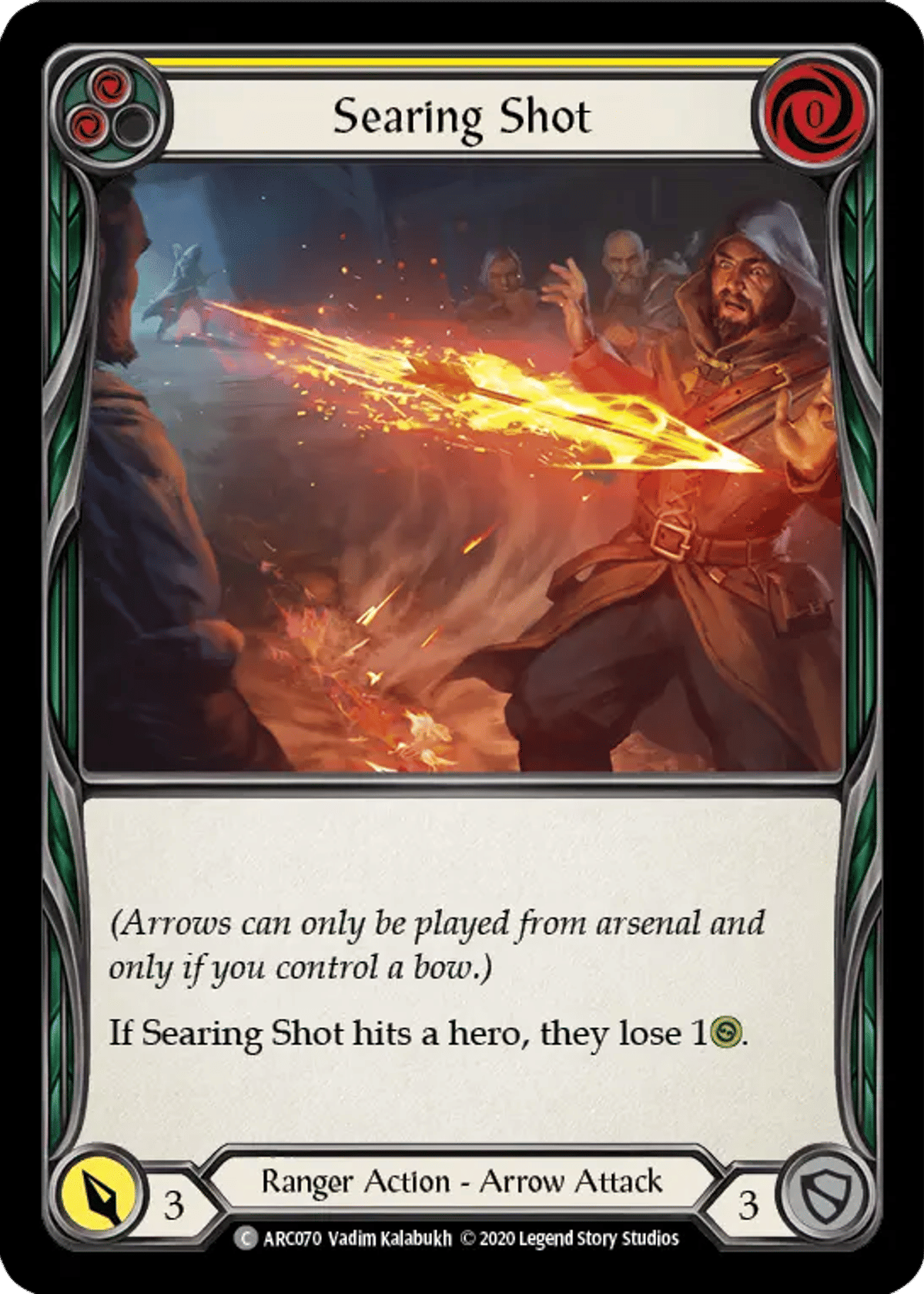 Searing Shot (Yellow) from Arcane Rising - Unlimited - Flesh and Blood