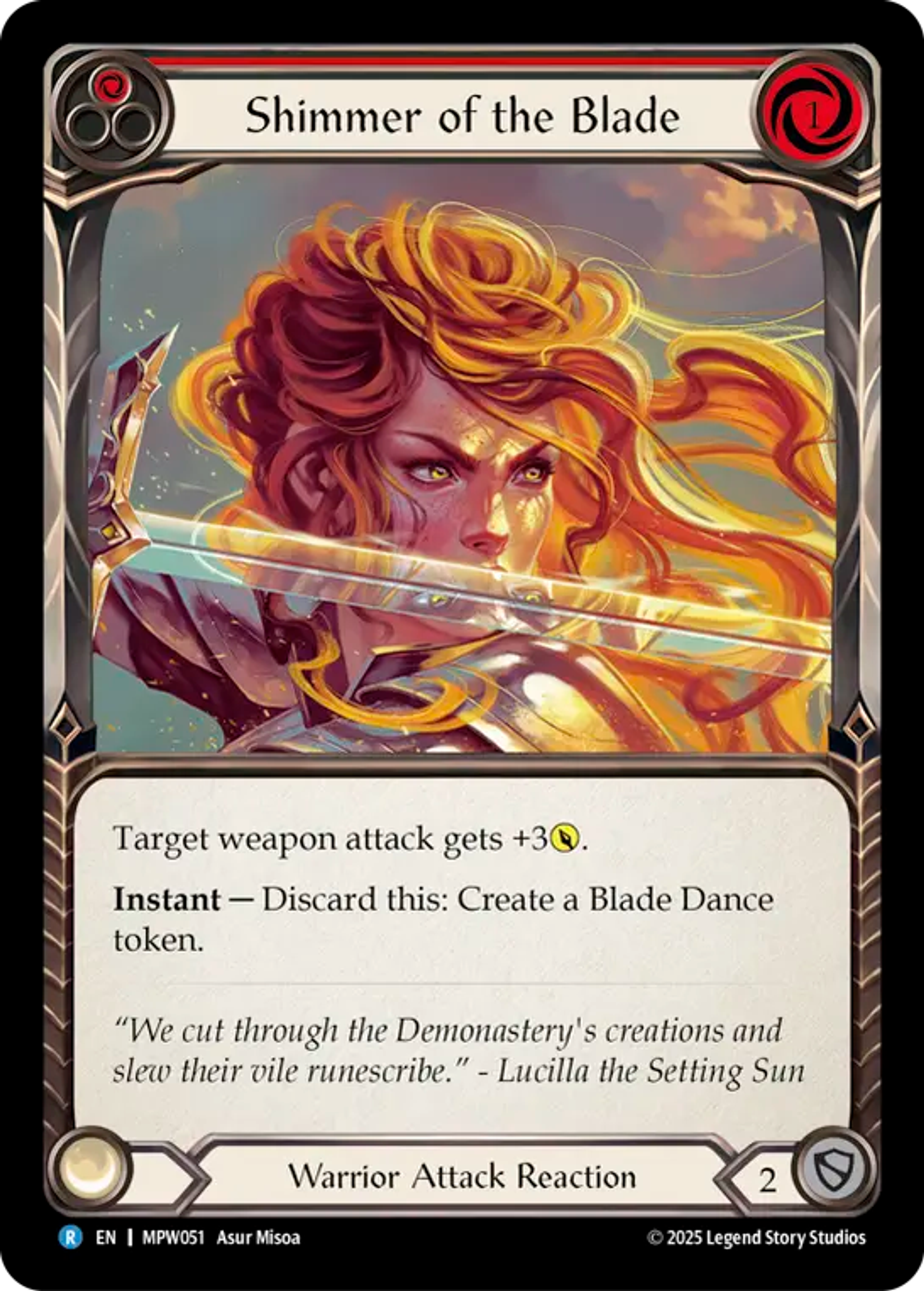 Shimmer of the Blade (Red) — Mastery Pack Warrior — Flesh and Blood
