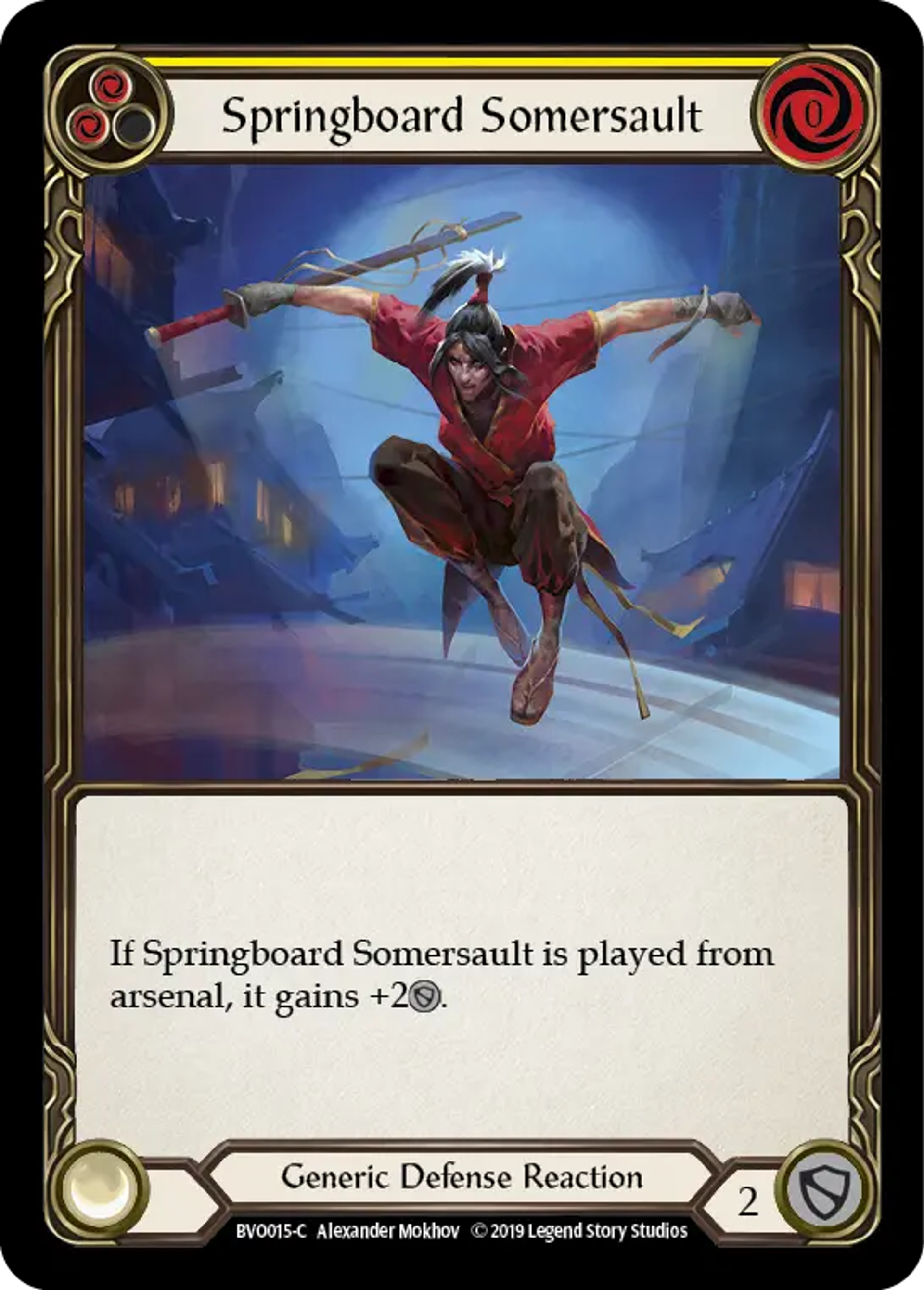 Springboard Somersault (Yellow) — Bravo, Showstopper - Hero Deck — Flesh and Blood