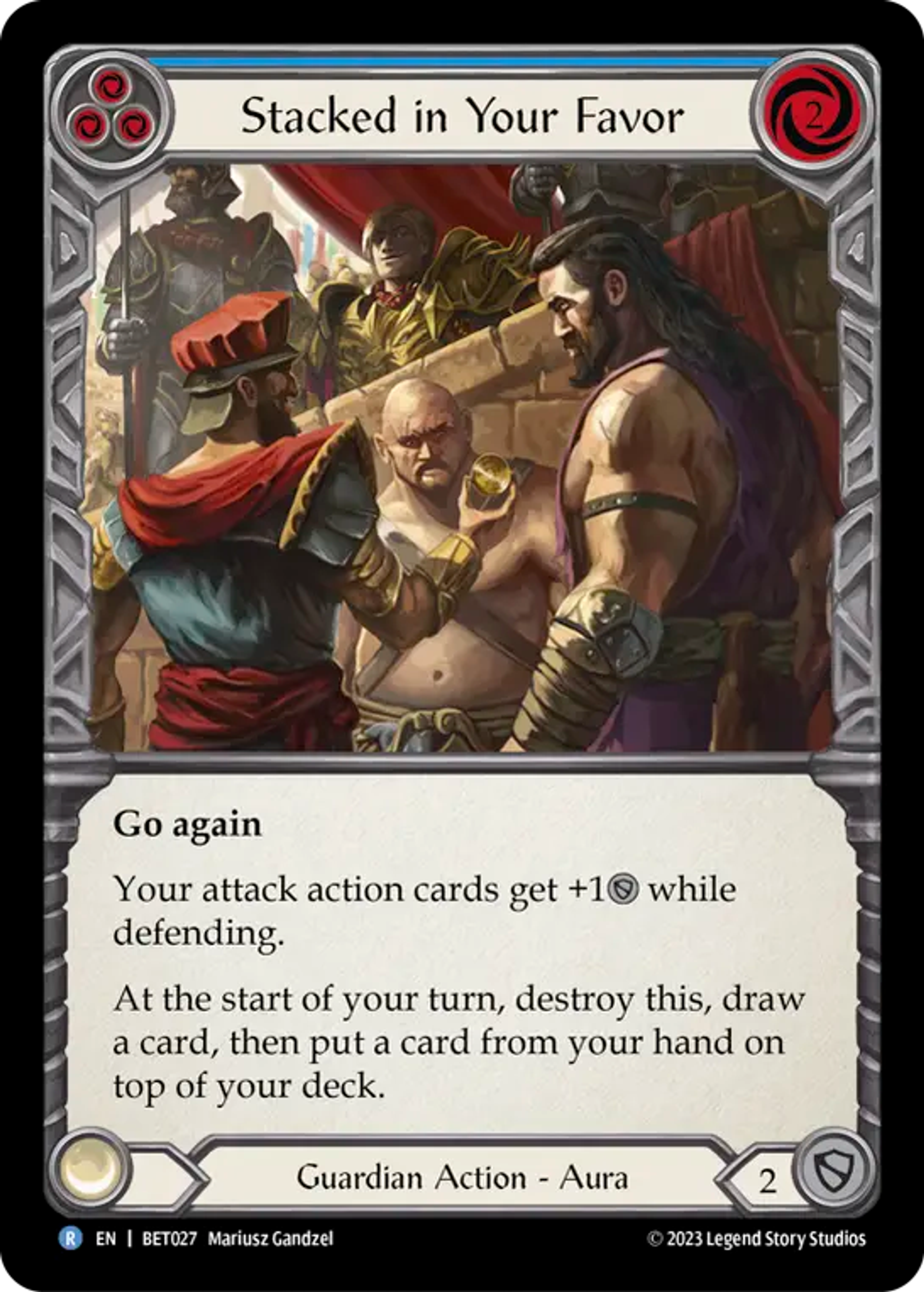 Stacked in Your Favor (Blue) — Betsy - Heavy Hitters Blitz Deck — Flesh and Blood