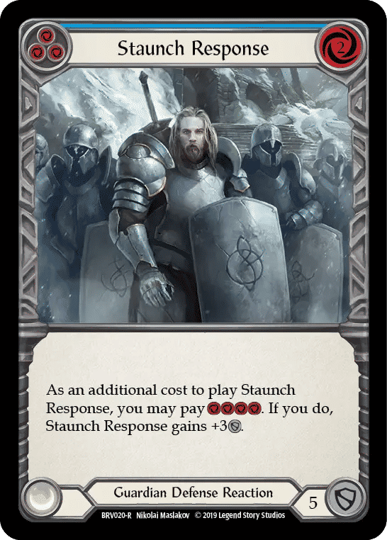 Staunch Response (Blue) — Bravo, Showstopper - Hero Deck — Flesh and Blood
