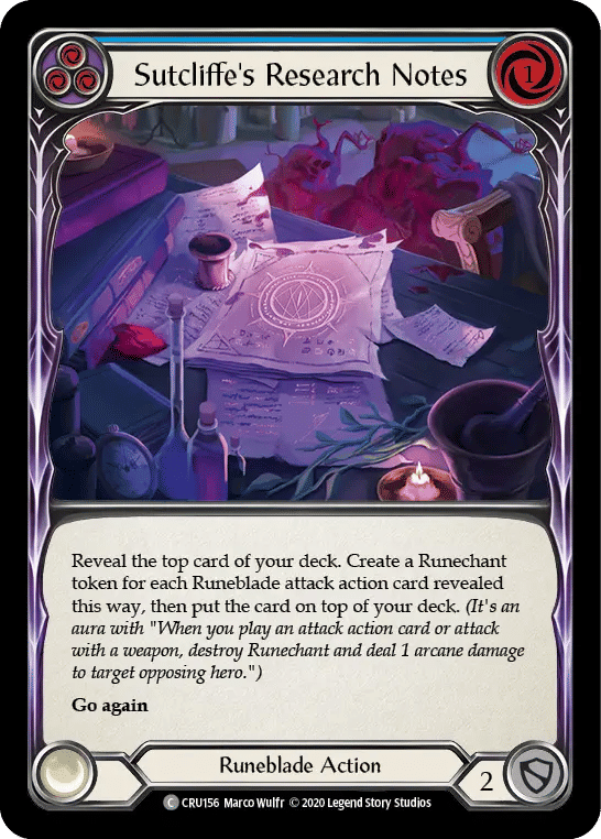 Sutcliffe's Research Notes (Blue) — Crucible of War — Flesh and Blood