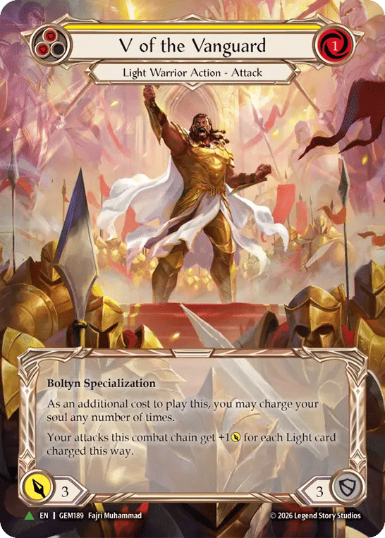 V of the Vanguard (Yellow) — GEM - Pack 6 — Flesh and Blood