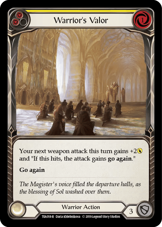Warrior's Valor (Yellow) — Dorinthea Ironsong - Hero Deck — Flesh and Blood