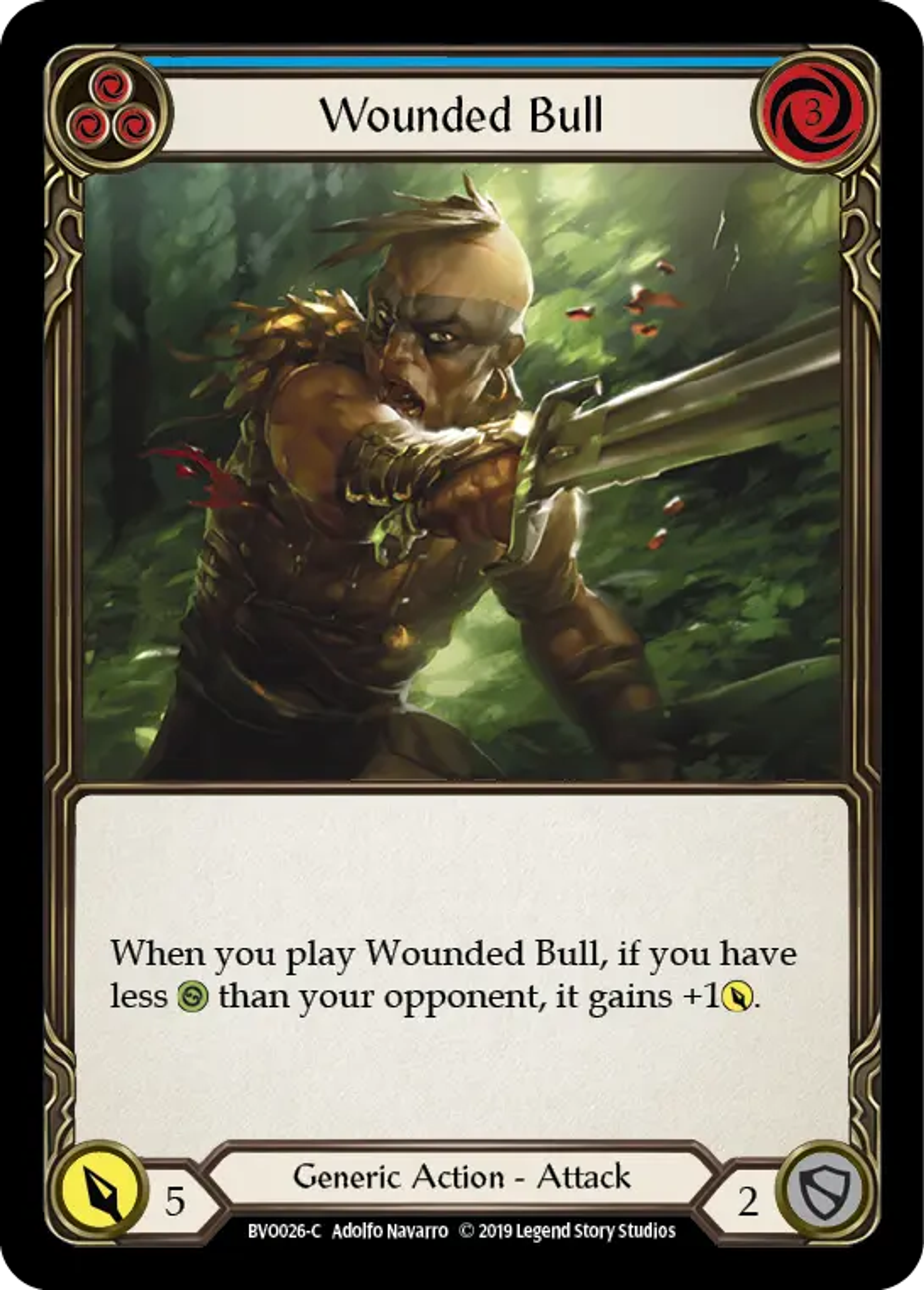 Wounded Bull (Blue) — Bravo, Showstopper - Hero Deck — Flesh and Blood