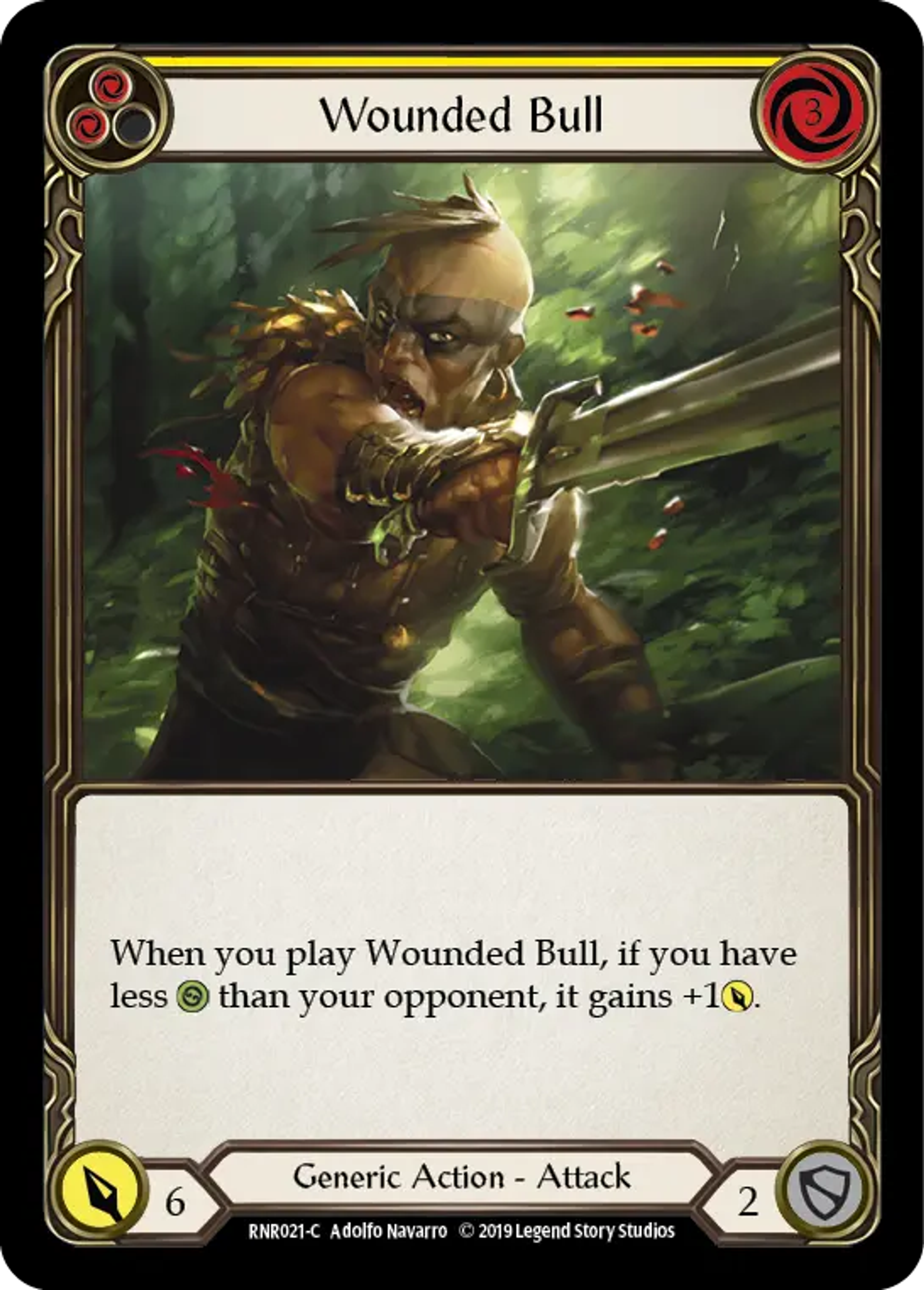 Wounded Bull (Yellow) — Rhinar, Reckless Rampage - Hero Deck — Flesh and Blood