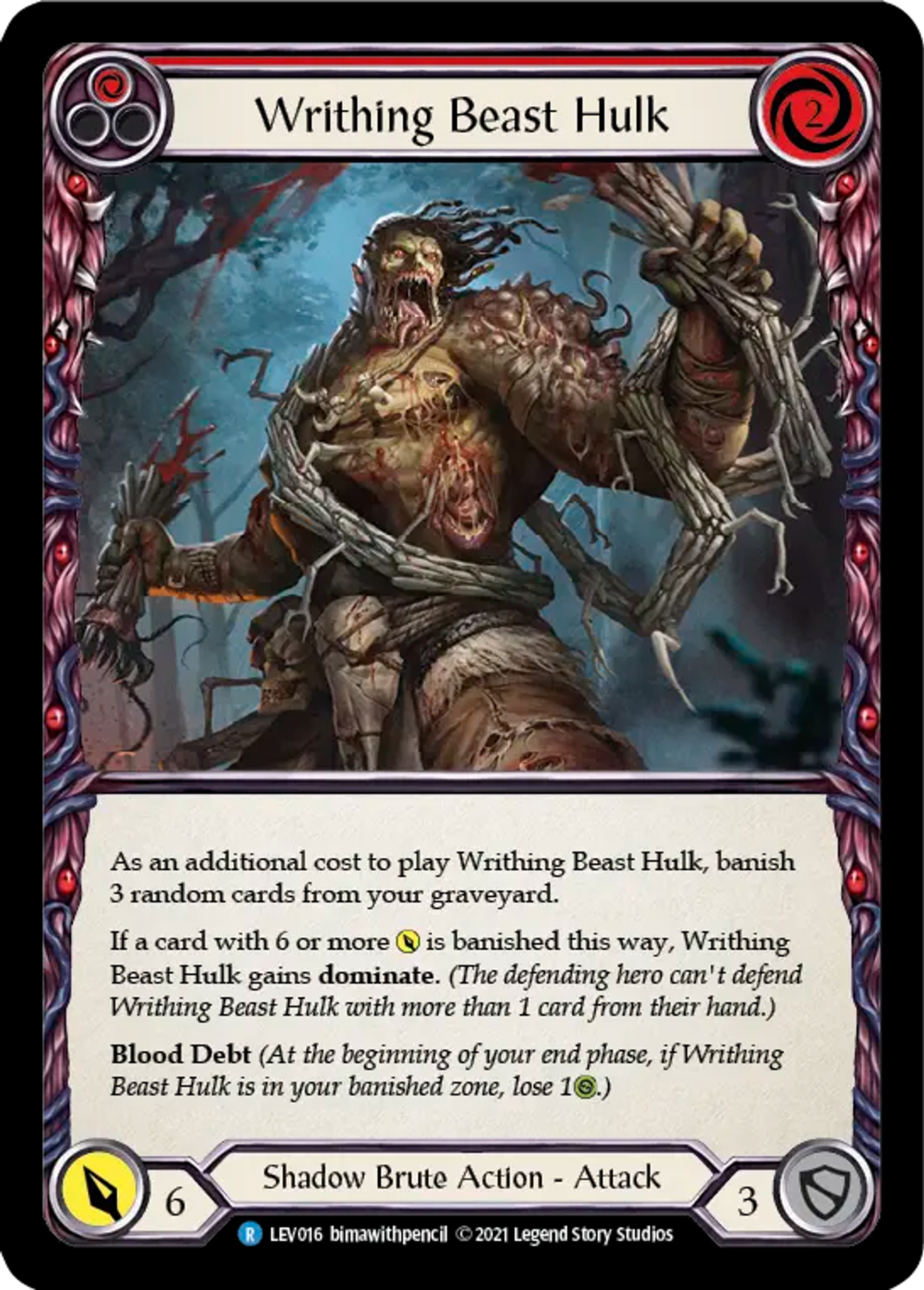 Writhing Beast Hulk (Red) — Levia - Blitz Deck — Flesh and Blood