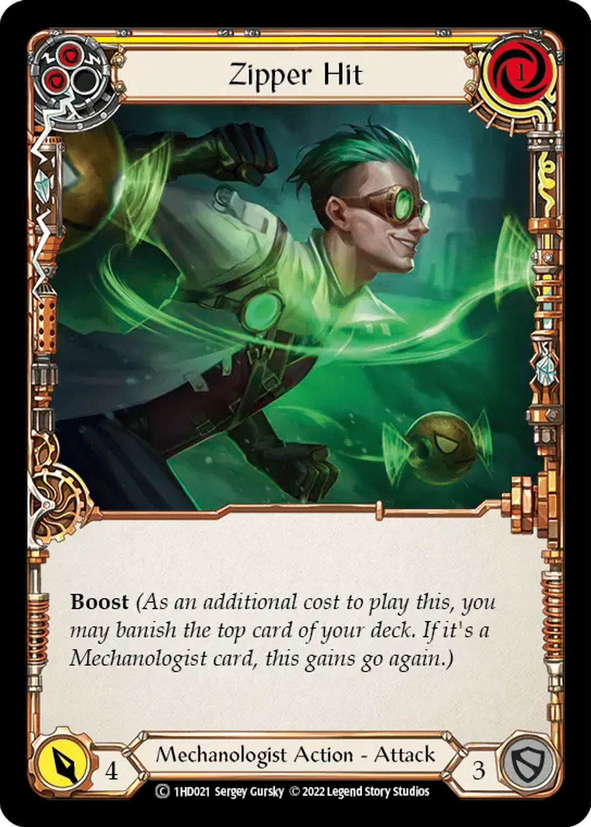 Zipper Hit (Yellow) from Dash - Blitz Deck - Flesh and Blood