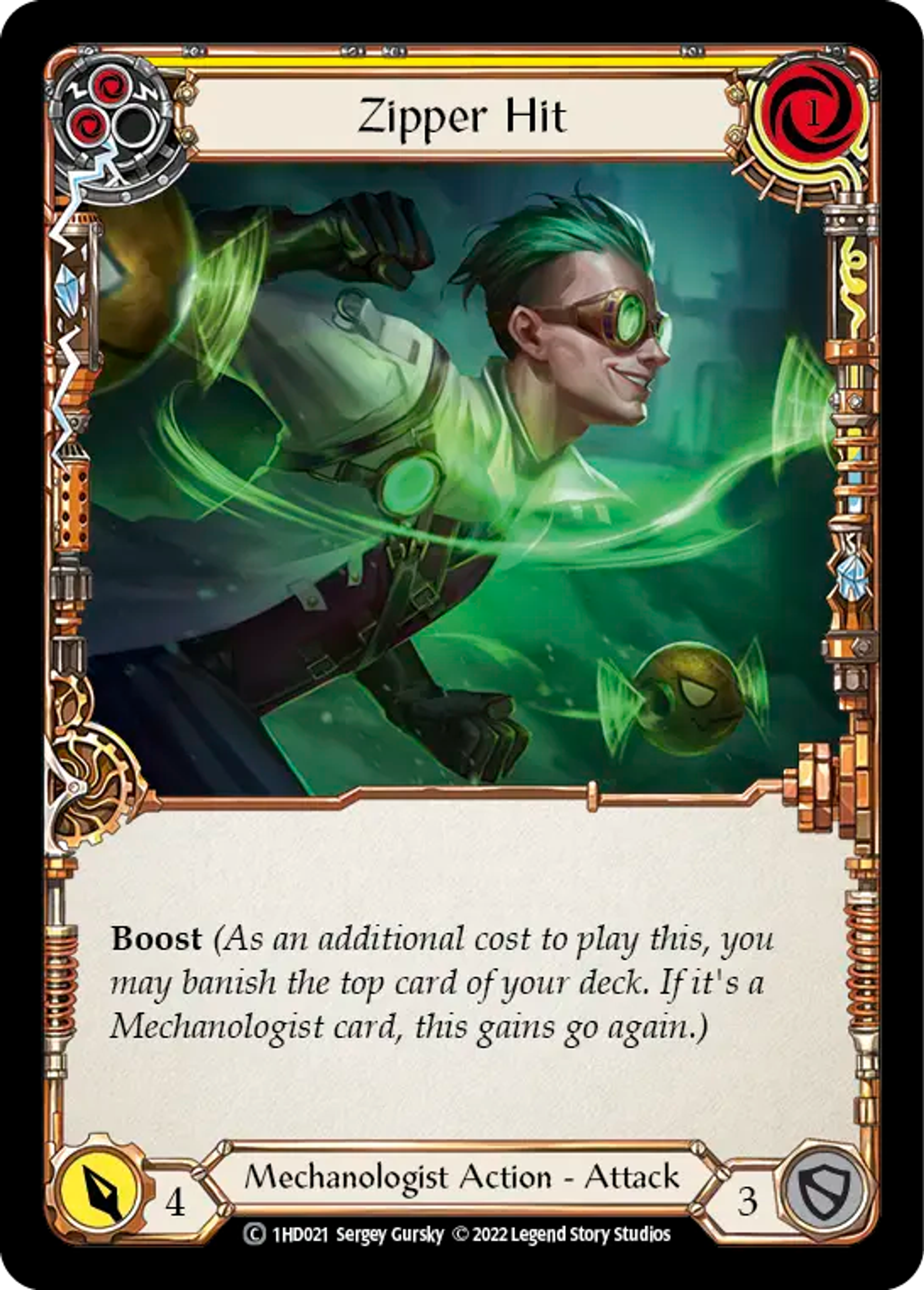 Zipper Hit (Yellow) — Dash - Blitz Deck — Flesh and Blood