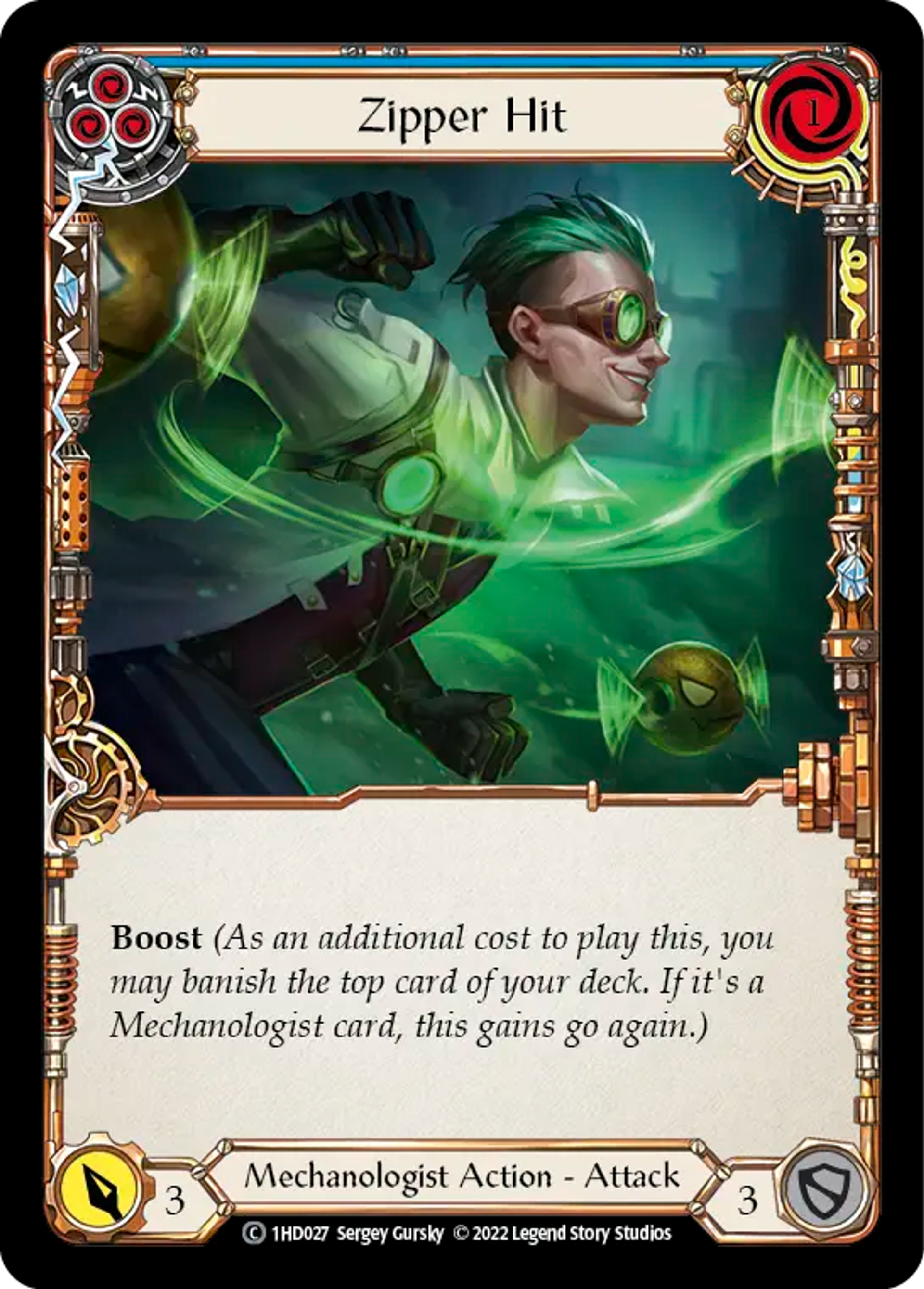 Zipper Hit (Blue) — Dash - Blitz Deck — Flesh and Blood