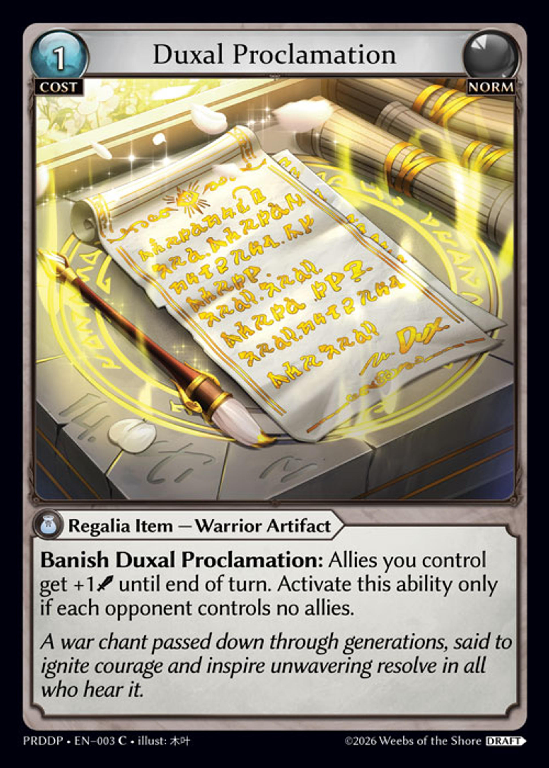 Duxal Proclamation — .asphodel/paradise Draft Pack — Grand Archive TCG