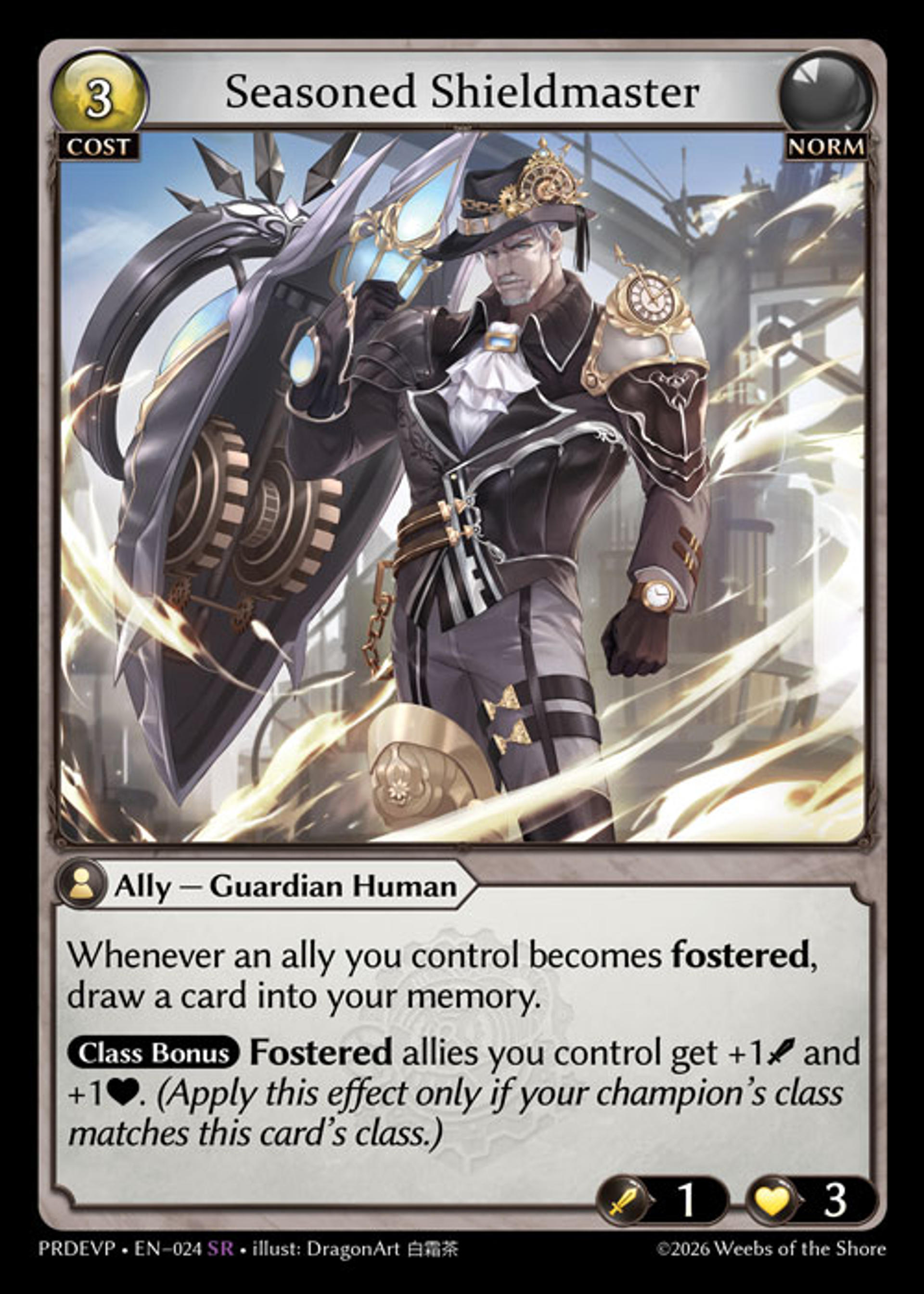 Seasoned Shieldmaster — .asphodel/paradise Event Pack — Grand Archive TCG