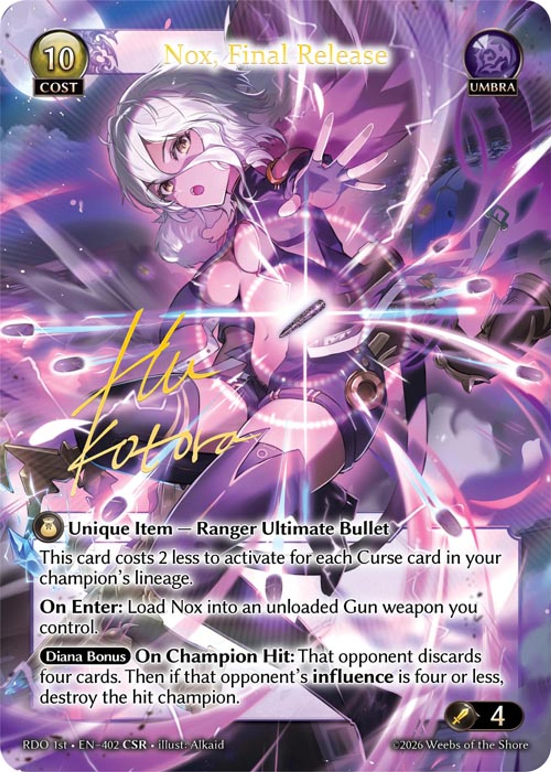 Nox, Final Release — Radiant Origins First Edition — Grand Archive TCG